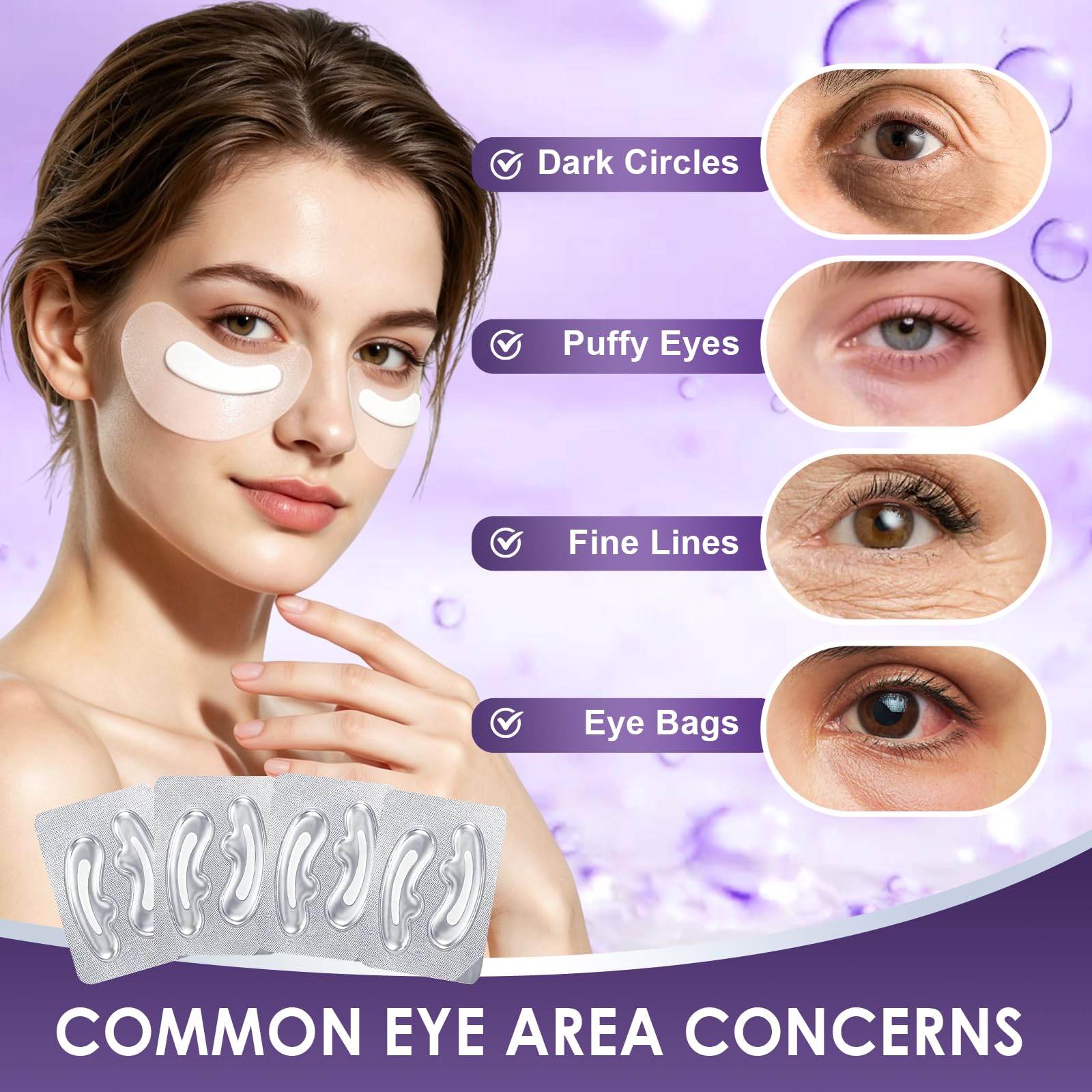 4 Pairs Coussinets Sous Les Yeux Lyophilisés,Masque Sous Les Yeux Hydratation,Masque Contour Des Yeux Pour Soins Quotidiens,Pour Regard Fatigué Et Peau Sèche,Hommes et femmes - 2