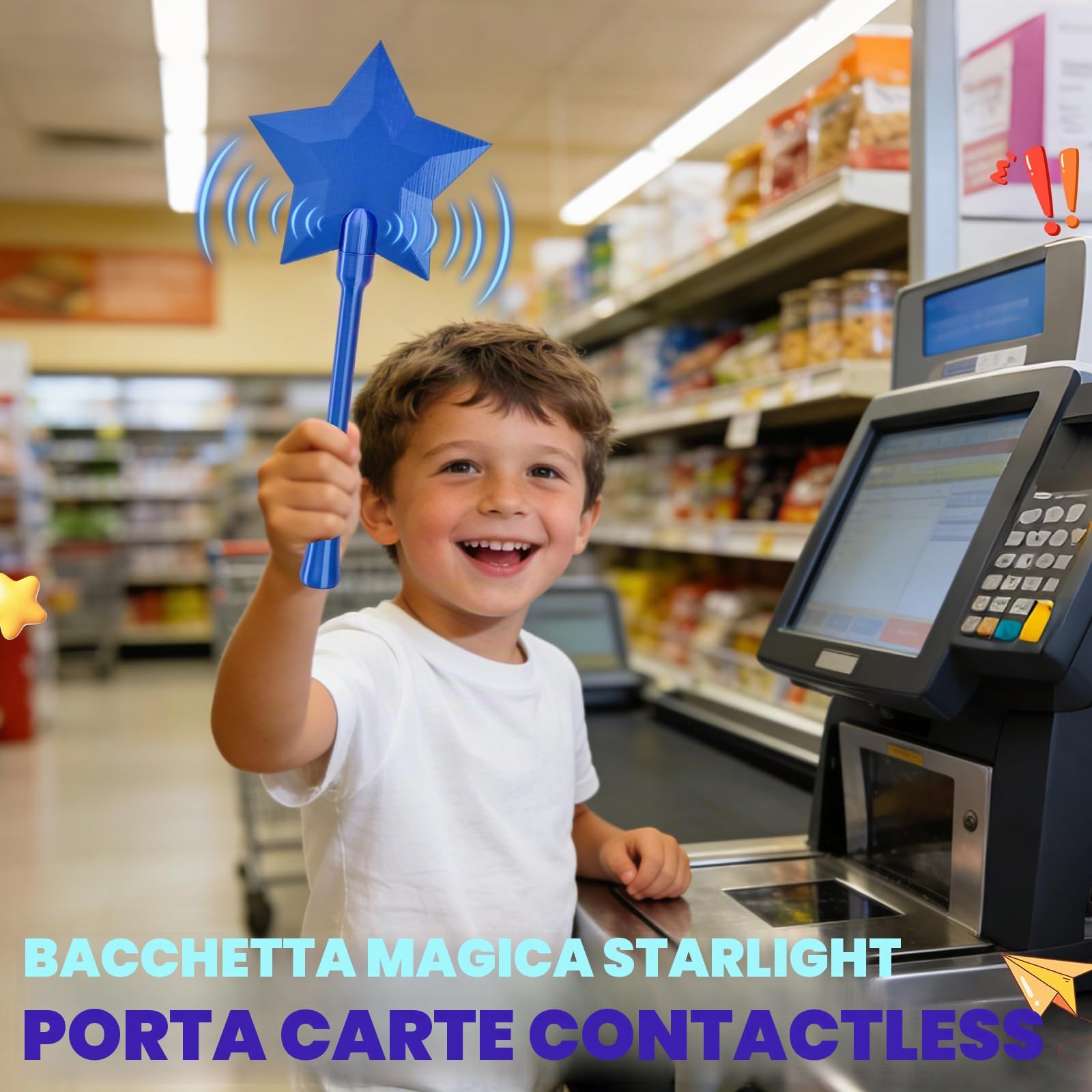 Bacchetta Magica Carta di Credito, Bacchette per carte di Pagamento, Portatile e Funzionale, Porta Carte Di Credito ECarte Di Pagamento, Regalo Divertente e Funzionale per Bambini, Adulti