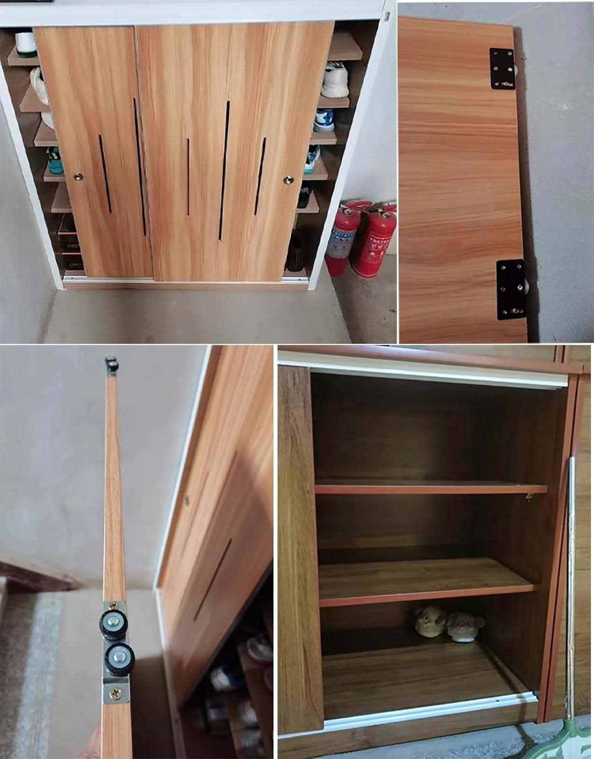 Bypass Sliding Door Hardware Kit for Closet Doors, Pocket Door Track and Rollers for Cabinets, Double Box Rail Barn Door Hardware