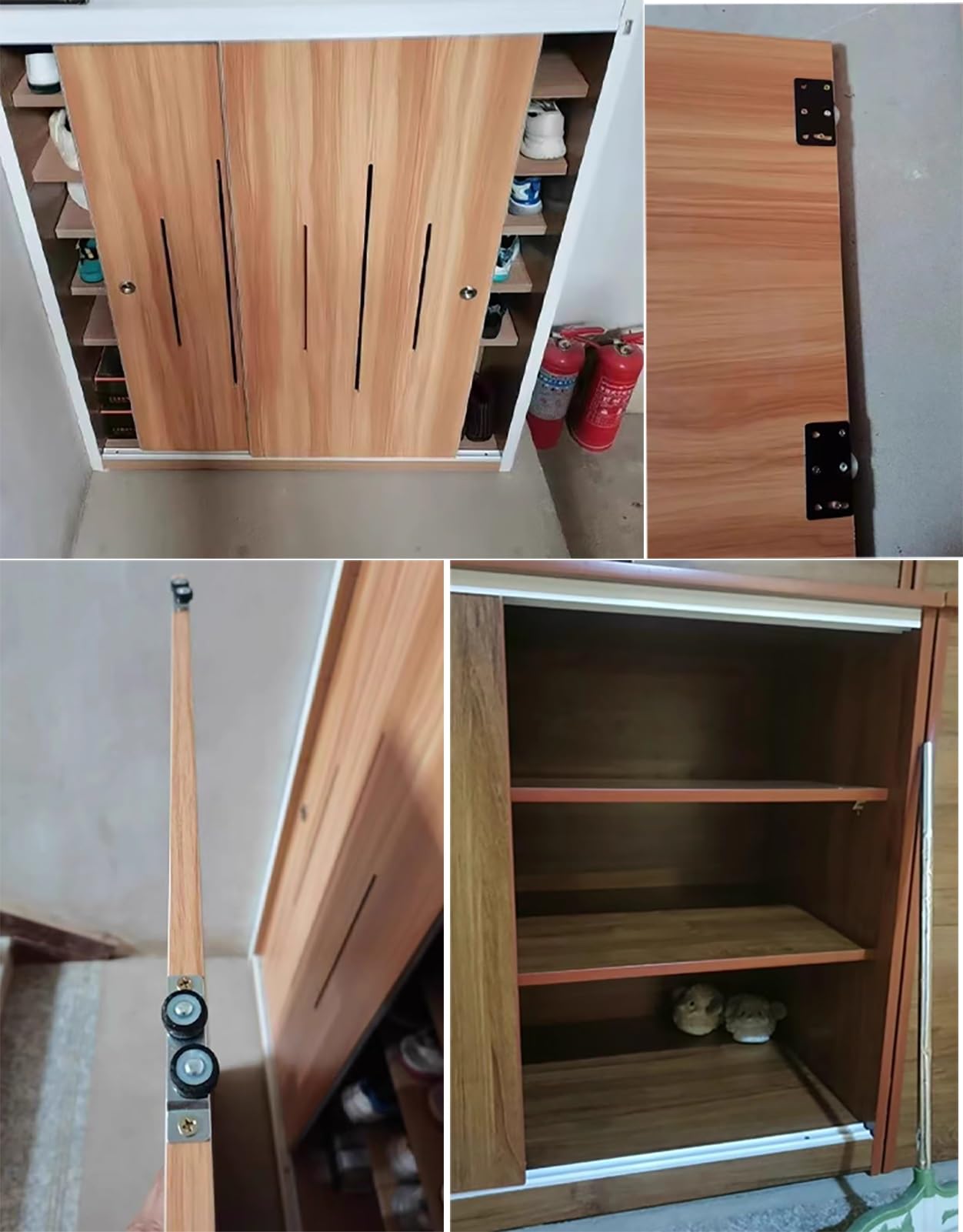Kit de herrajes para puertas correderas de armario, rodillos de puerta de bolsillo interior con riel inferior, sistema de riel de puerta corredera de cocina y armario