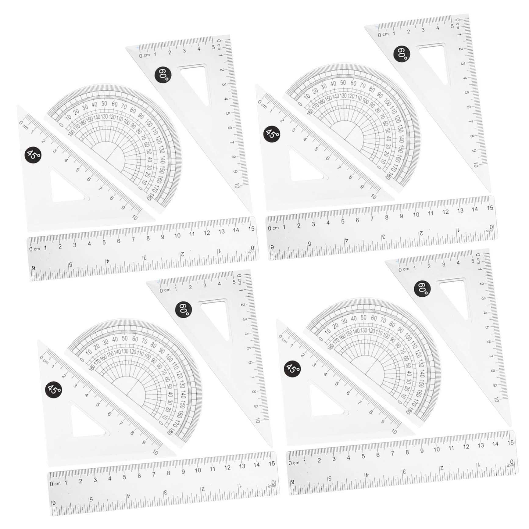 20sets Righelli Trasparenti Plastica Per Disegno Strumenti Di Misurazione Per Architetti Studenti e Designer Di Geometria Scala Nera