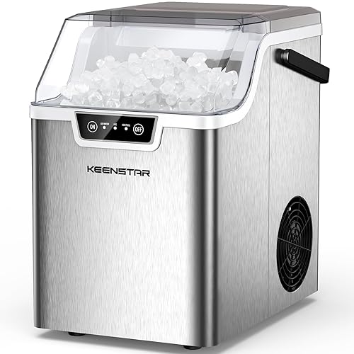 KEENSTAR Nugget Countertop Ice Maker with Soft Chewable Ice, 40lbs/24H