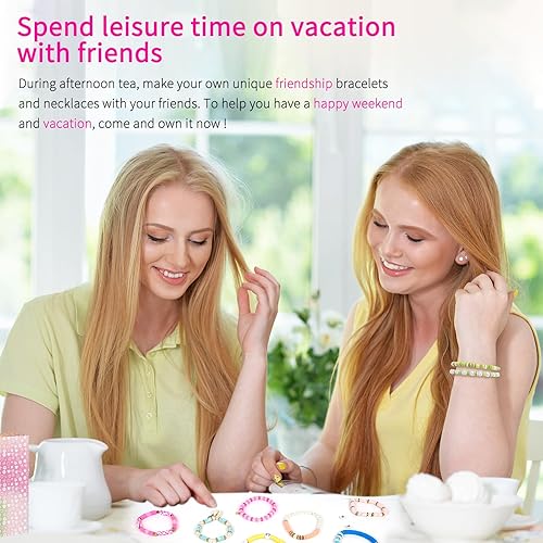 Vista 5 de Paodey - Kit de fabricación de pulseras de la amistad, 96 colores, 900 cuentas de letras y números, dijes dorados y plateados y cuentas de arcilla