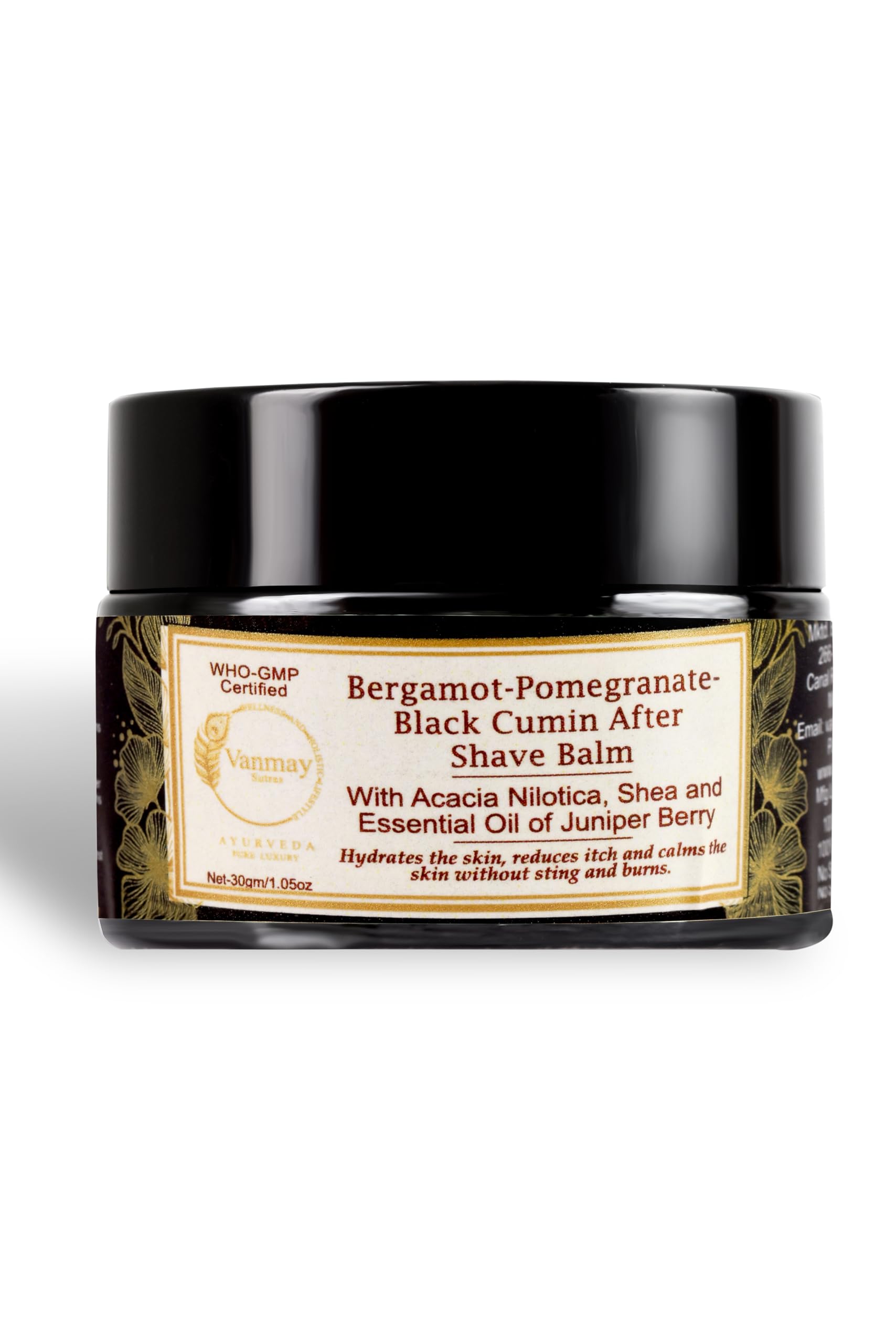 Vanmay Sutras Bergamot-Pomegranate Black Cumin After Shave Balm|Hydrates The Skin|Reduces Itch |Calms The Skin Without Sting And Burns|30 Gm