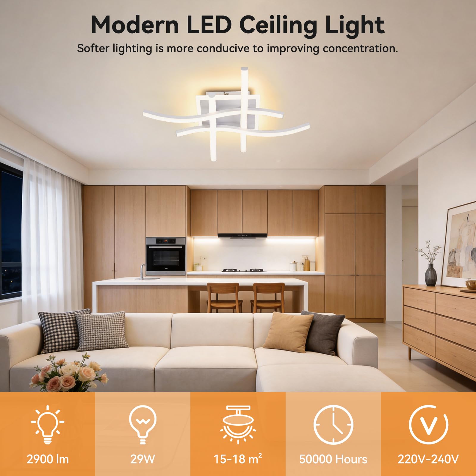 4760713 Lámpara de Techo LED Moderna 3000K/4500K/6500K Plafón Techo