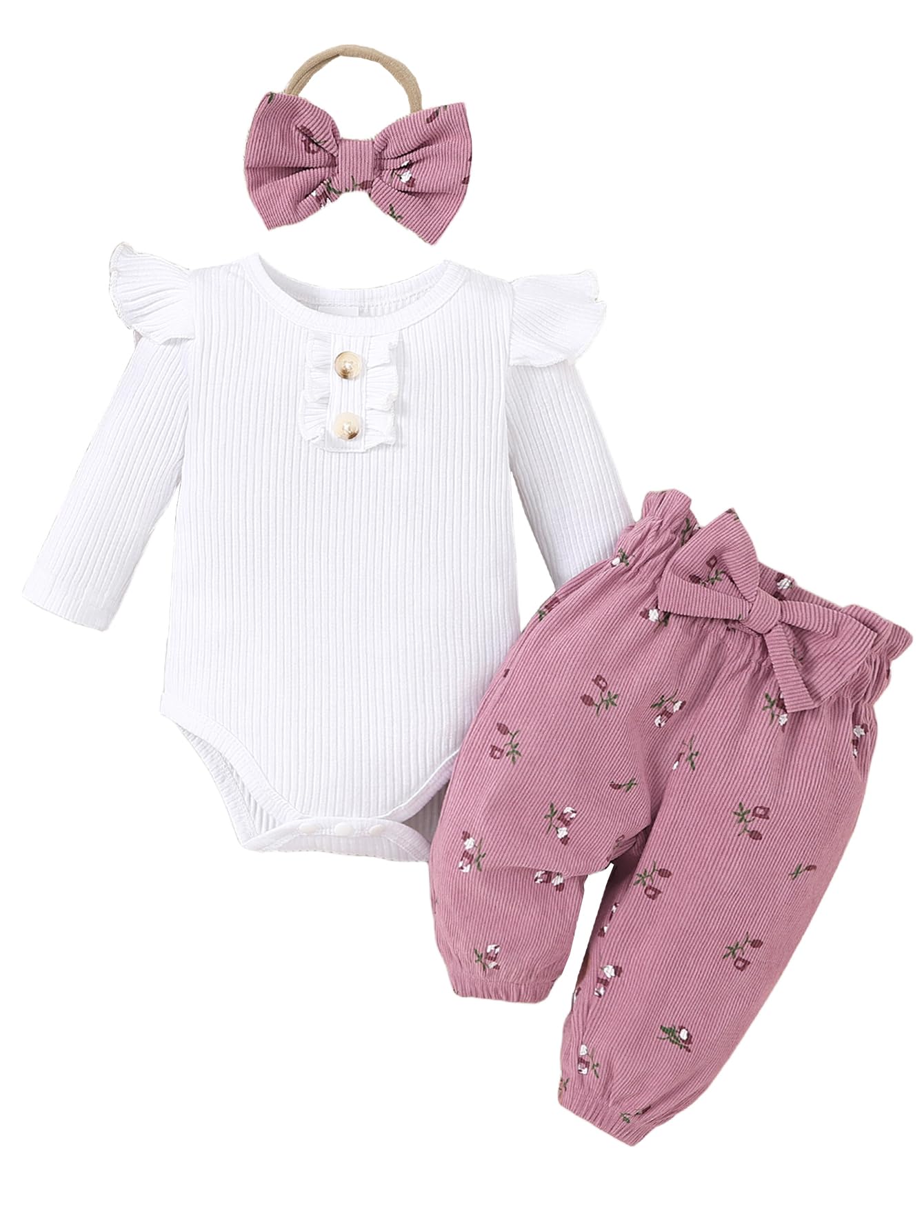 Yvowming Baby Girl Clothes Ruffle Romper Pants Set Infant Girl Outfits