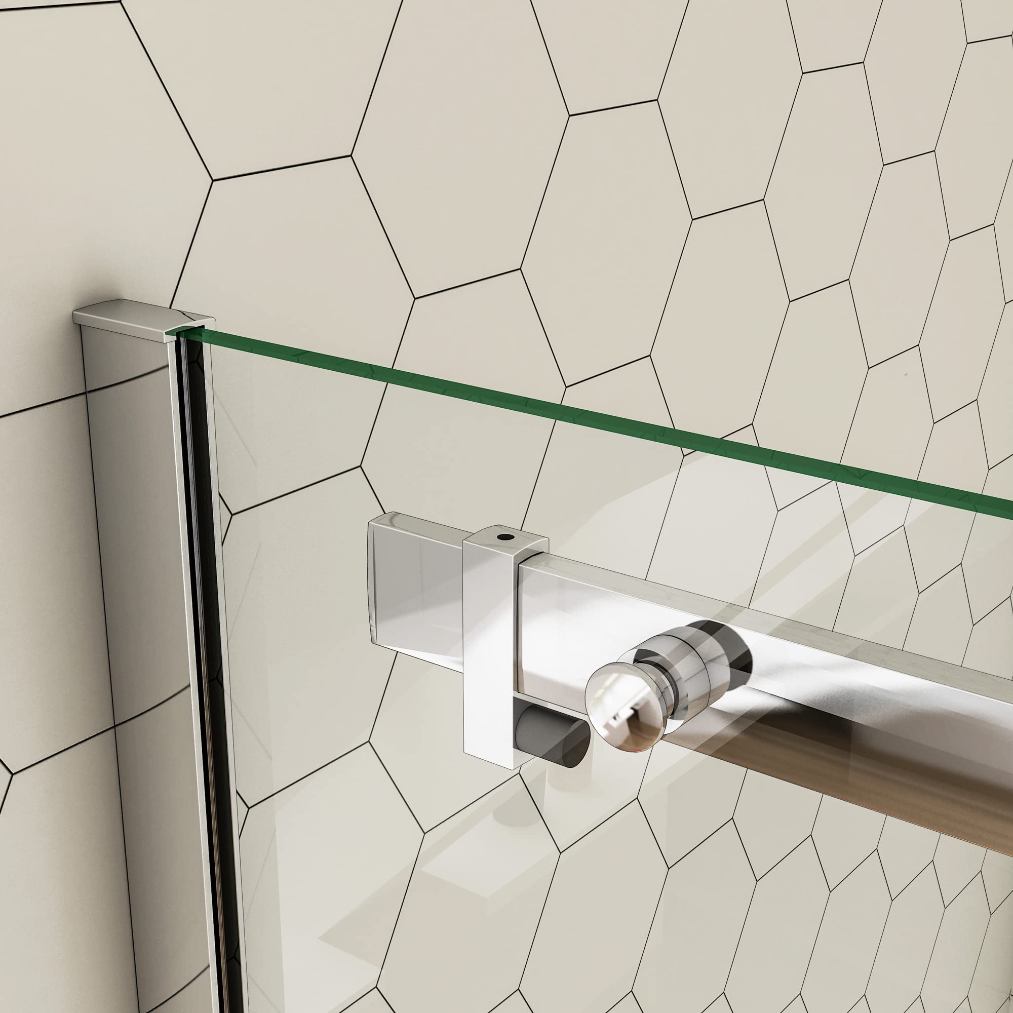 Ducha Casa 150x195cm Mampara ducha frontal corredera dos hojas(una corredera y una fija), 8mm cristal templado antical, marco de aluminio cromado
