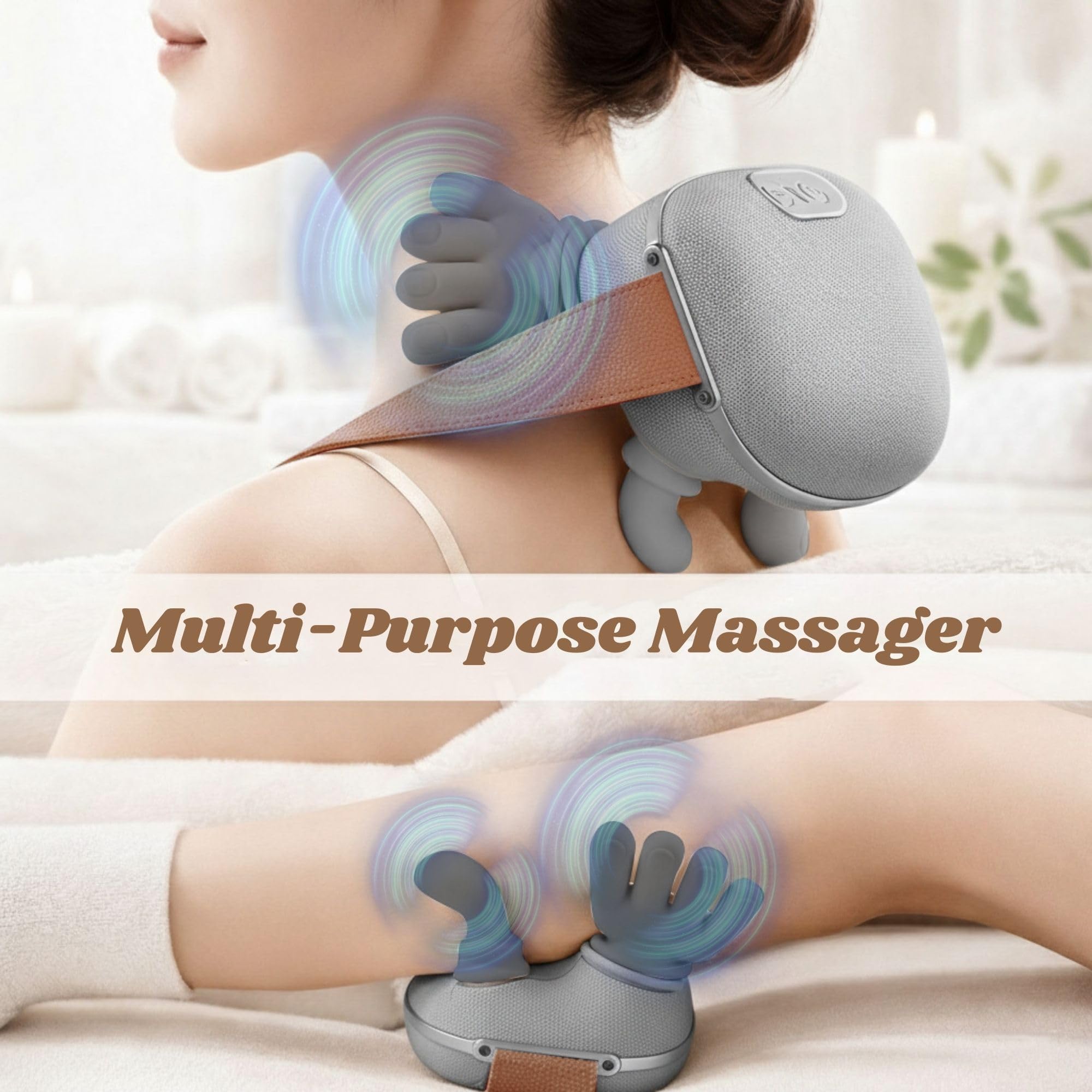 LIVINGPRO - Massaggiatore per collo e spalle con calore, shiat per tessuti profondi con palma bionica 4D, massaggio simulato delle mani umane, 3 intensità regolabili, sollievo dal dolore portatile per