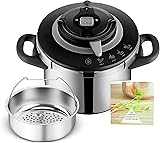 SEB Clipso+ CHEF 6L, Cocotte-minute, 4-6 personnes, Induction, 4programmes de cuisson, Cuisson rapide, Ouverture et fermeture du couvercle d'une seule main, P4550700 - 1