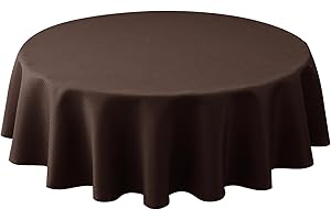 Biscaynebay Textured Fabric Round Brown Tablecloth