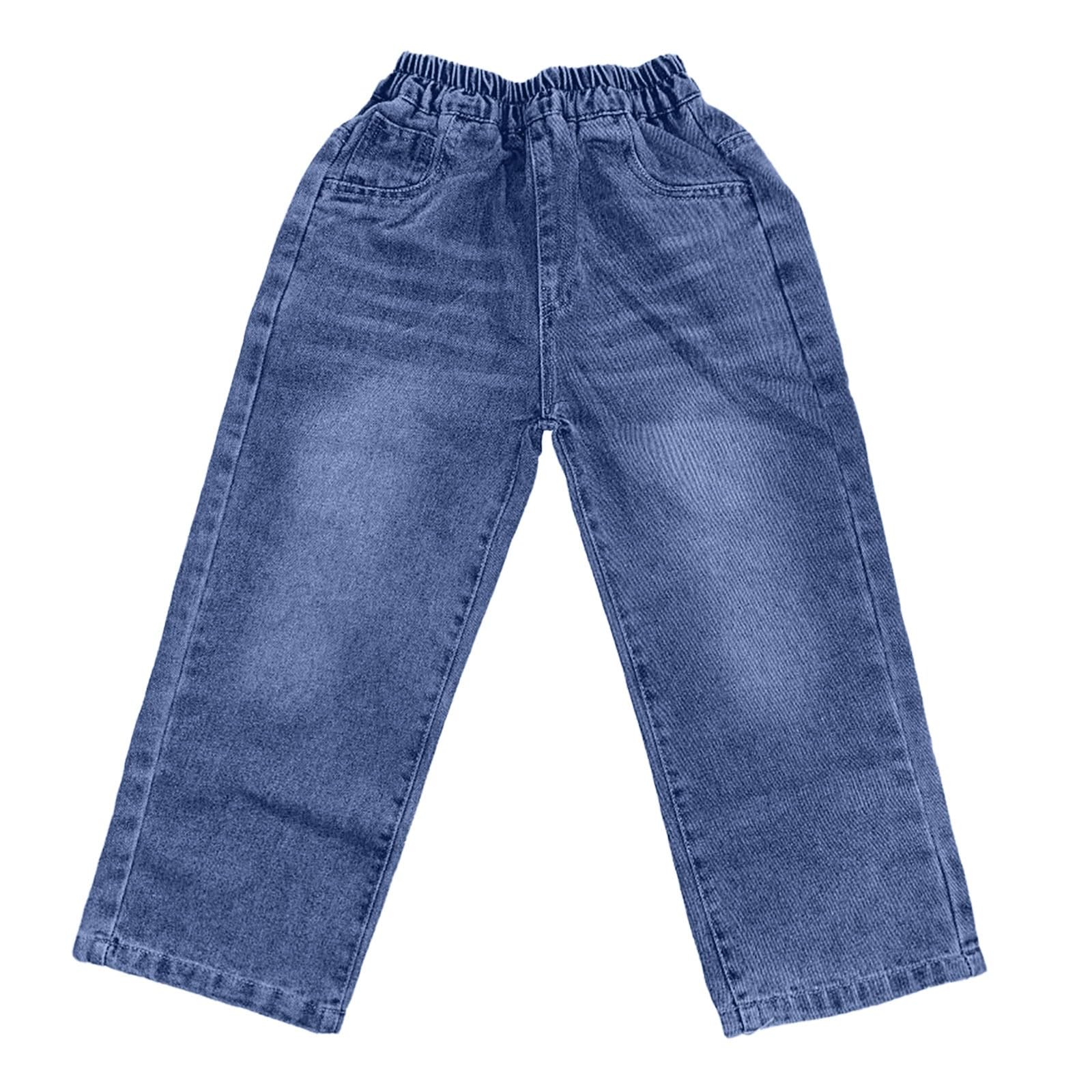 Baggy Jeans Jungen Kinder Weite Bein Denim Hosen Mit Elastische Taille und Taschen Loose Fit Stretch Cargohose Mode Frühling-Herbst Denimhose Freizeit Streetwear Jeans