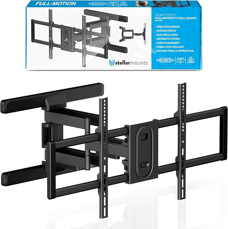 Heavy Duty Dual Arm Articulating TV Wall Mount Bracket for Sony BRAVIA 9 Class Mini LED QLED 4K HDR Google TV (2024) K-85XR90 85 Inch TV - Tilt & Swivel with Reduced Glare