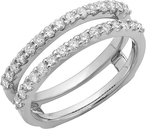 Dazzlingrock Collection 0.50 quilates (ctw) 14K oro redondo diamante señoras aniversario boda anillo doble guardia 12 CT