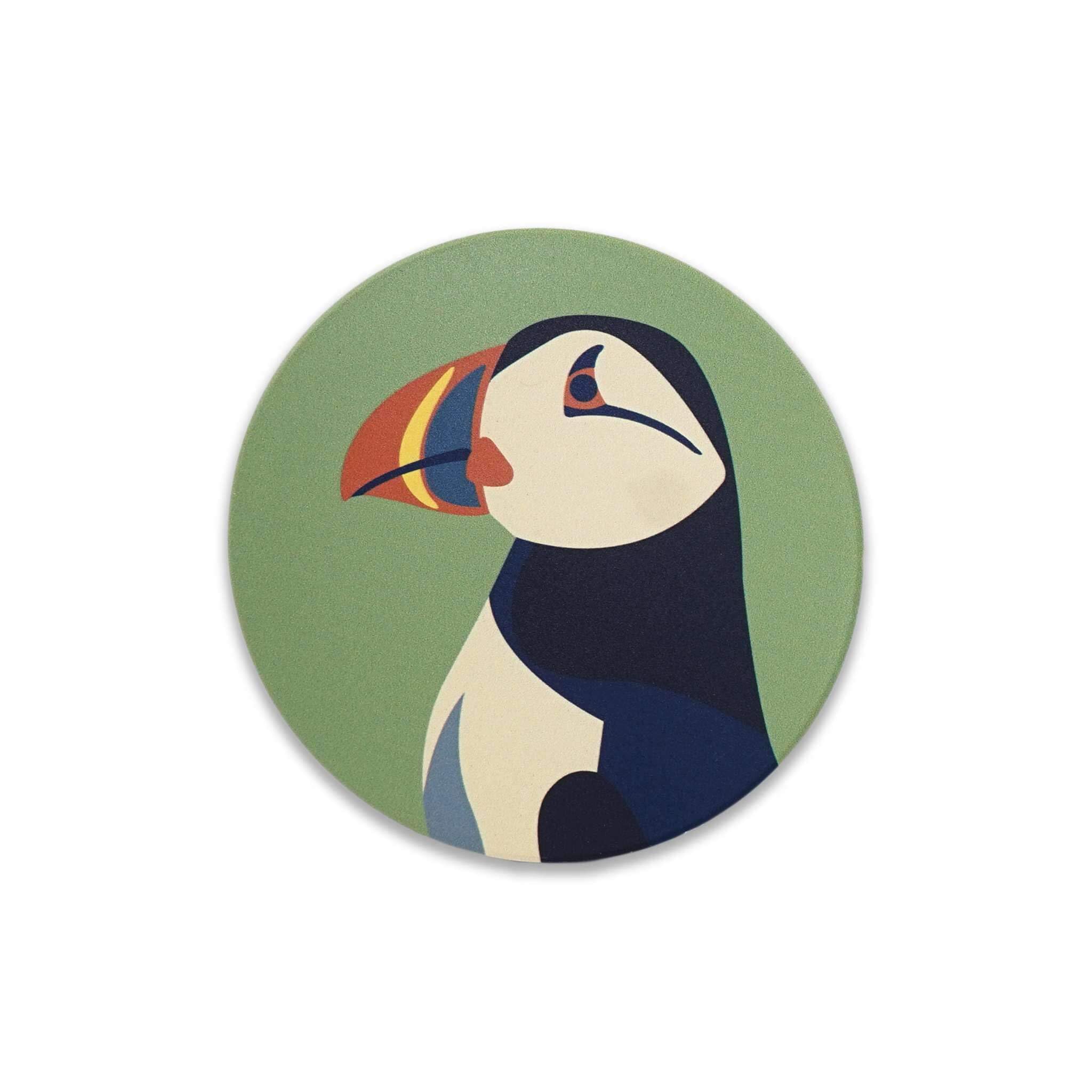 NEW Coaster Single (Ceramic) - RSPB (Puffin) green
