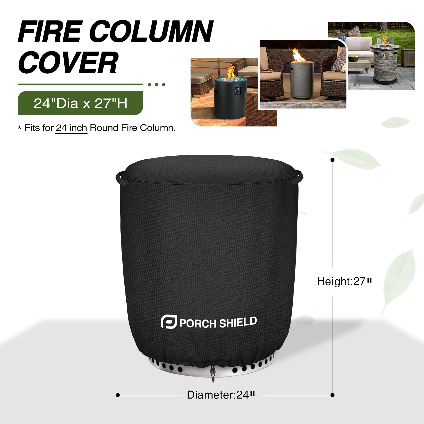 Snapklik.com : Fade Resistant Round Patio Fire Column Cover 24 Inch ...