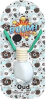 BOOM Car Air Freshener on Mirror with Fragrant oils with Wooden Diffuser Lid Apple Shaped , Oud ,transparent