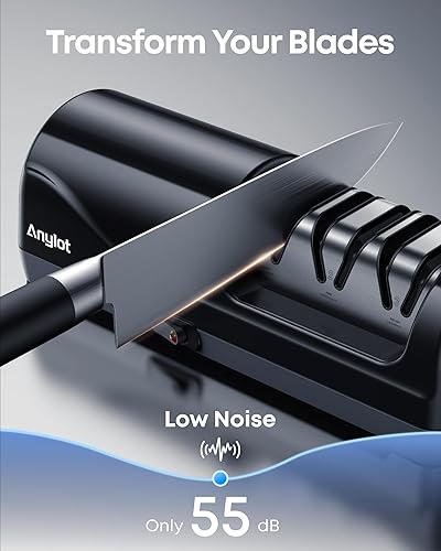 Miniatura 3 de Afilador de cuchillos eléctrico para cuchillos de cocina, sistema de afilado de 3 etapas con abrasivos 100% de diamante, guía de ángulo de precisión