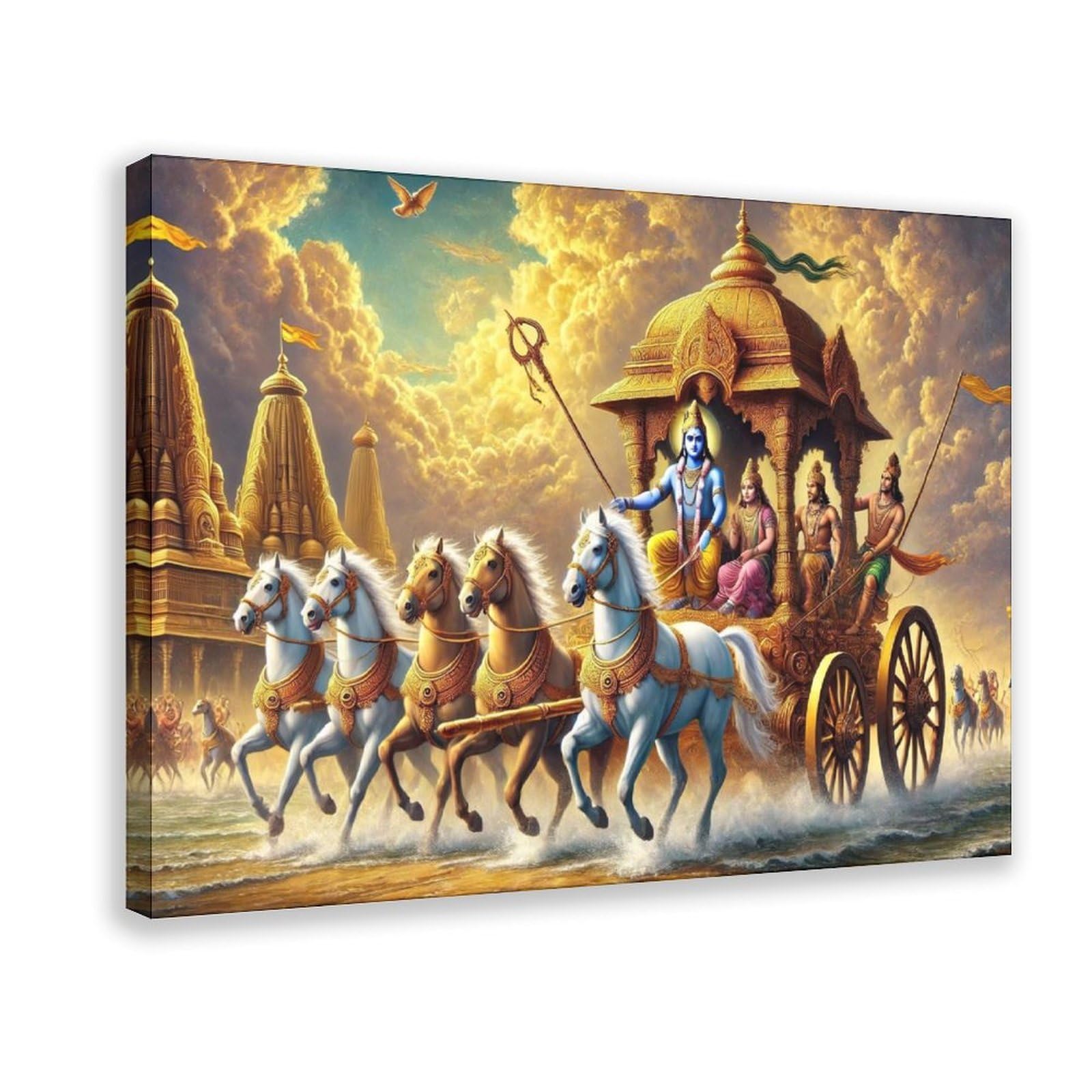 GQVCJSW Epic of Mahabharata Painting Poster Canvas Poster Bedroom Decor Landscape Office Room Decor Gift 08x12inch(20x30cm)