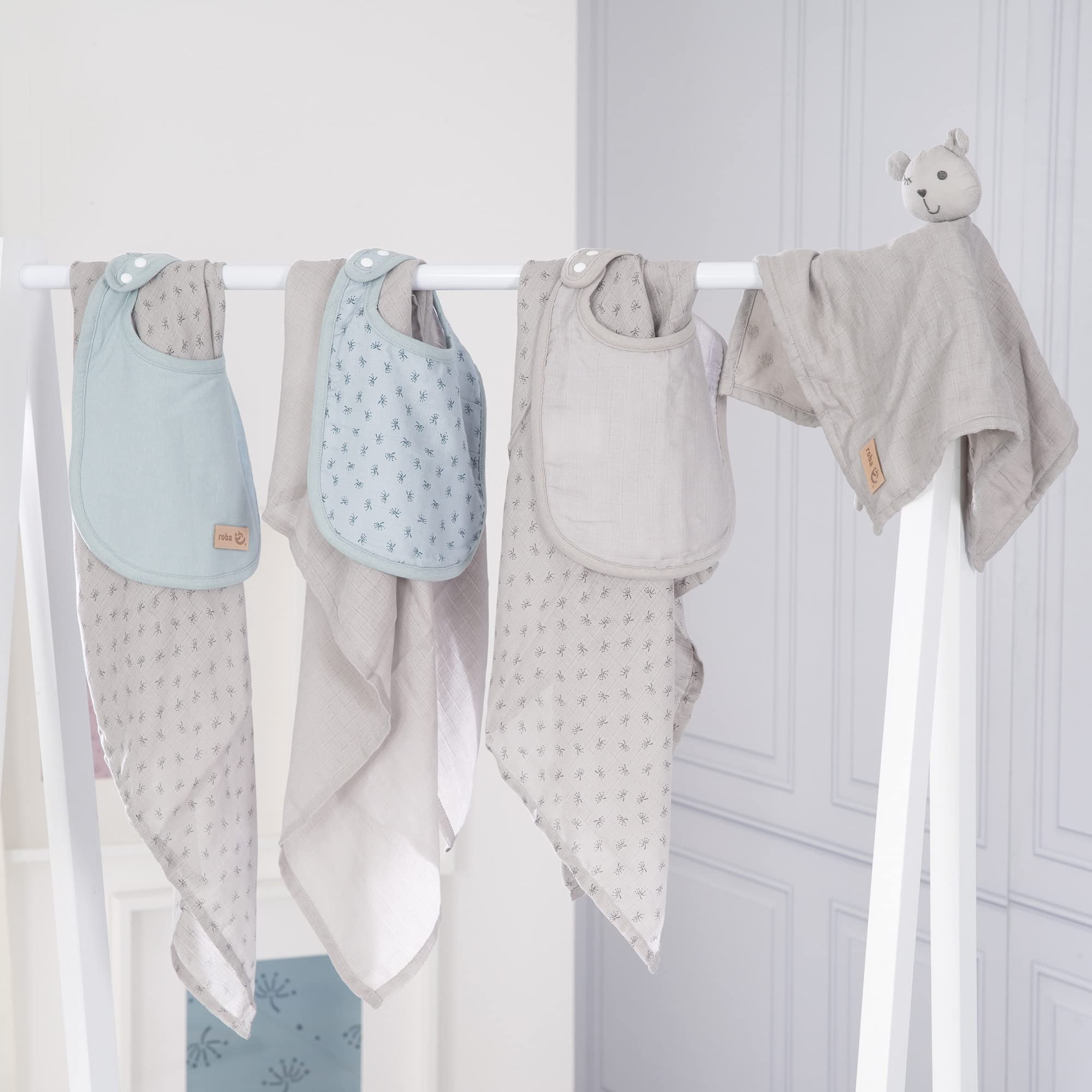 roba Set de regalo orgánico Baby Essentials 'Lil Planet' gris plata de algodón orgánico GOTS sostenible