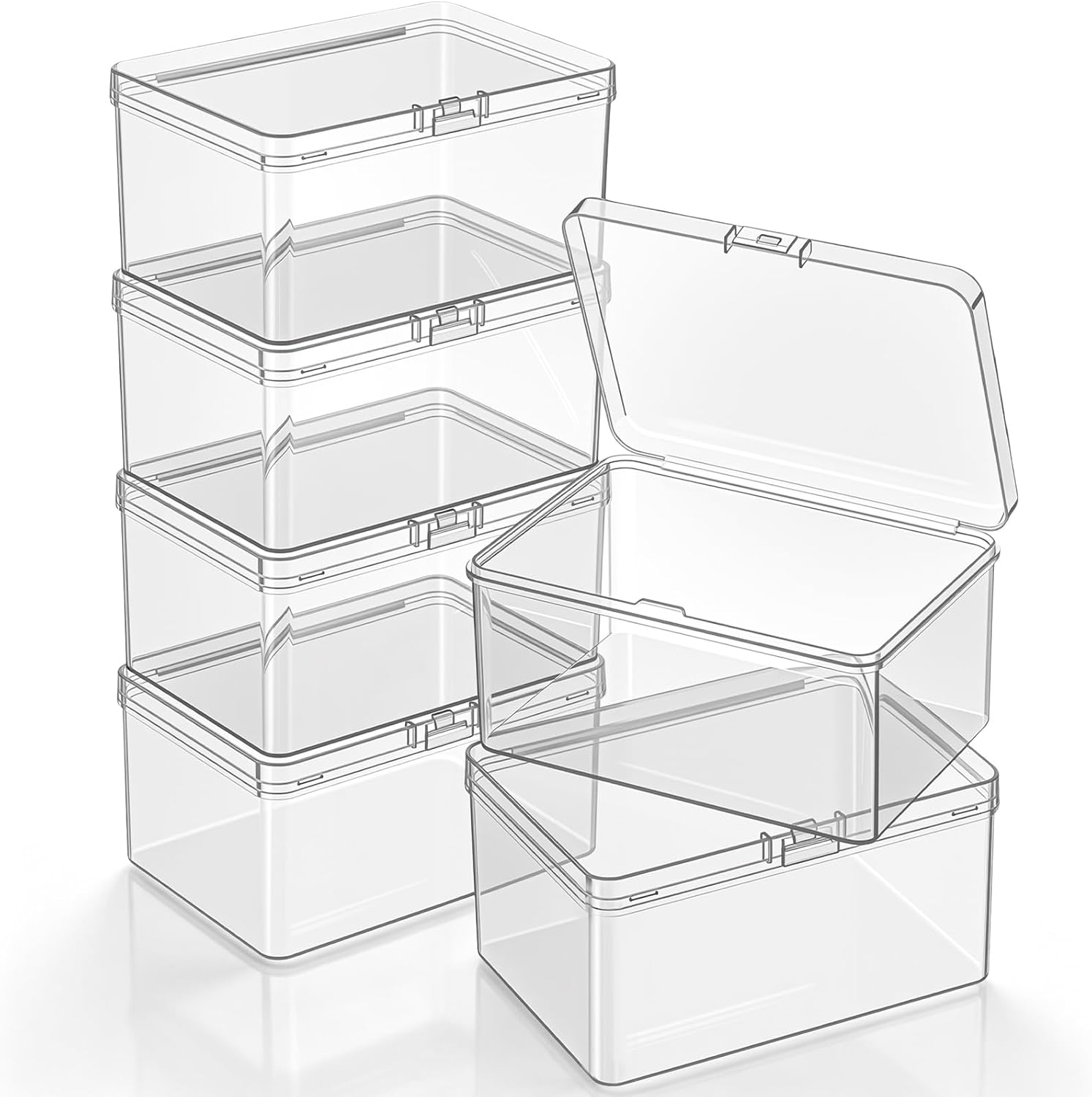 Jetec 6 Pieces Small Clear Plastic Storage Box, 4.3 x 3 x 2.2 Inch