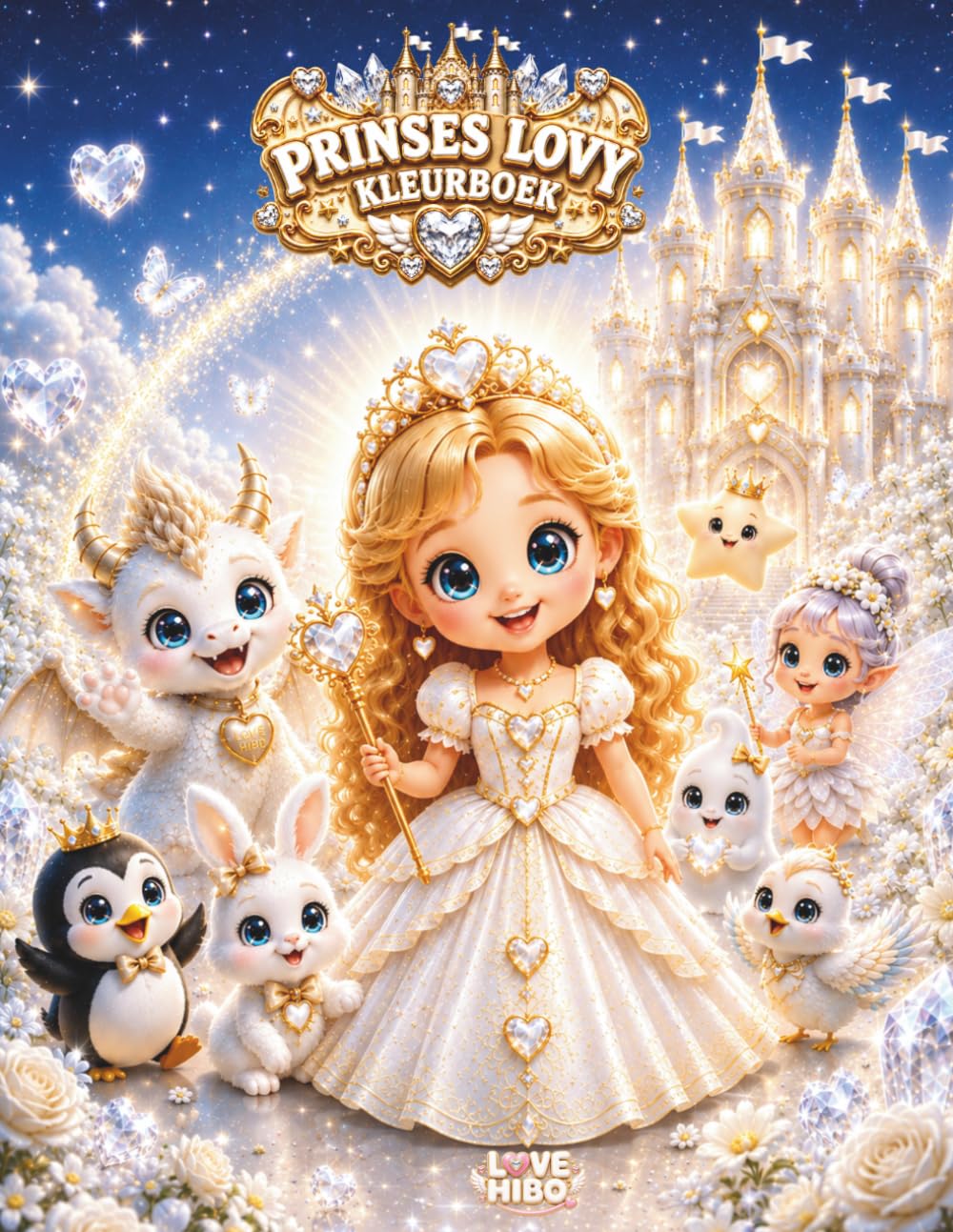 Prinses Lovy Het Witte Droomkasteel: Kleurboek voor meisjes Prinsessen, Prins, schattige babydraak, feeën, lieve dieren en een magisch kasteel