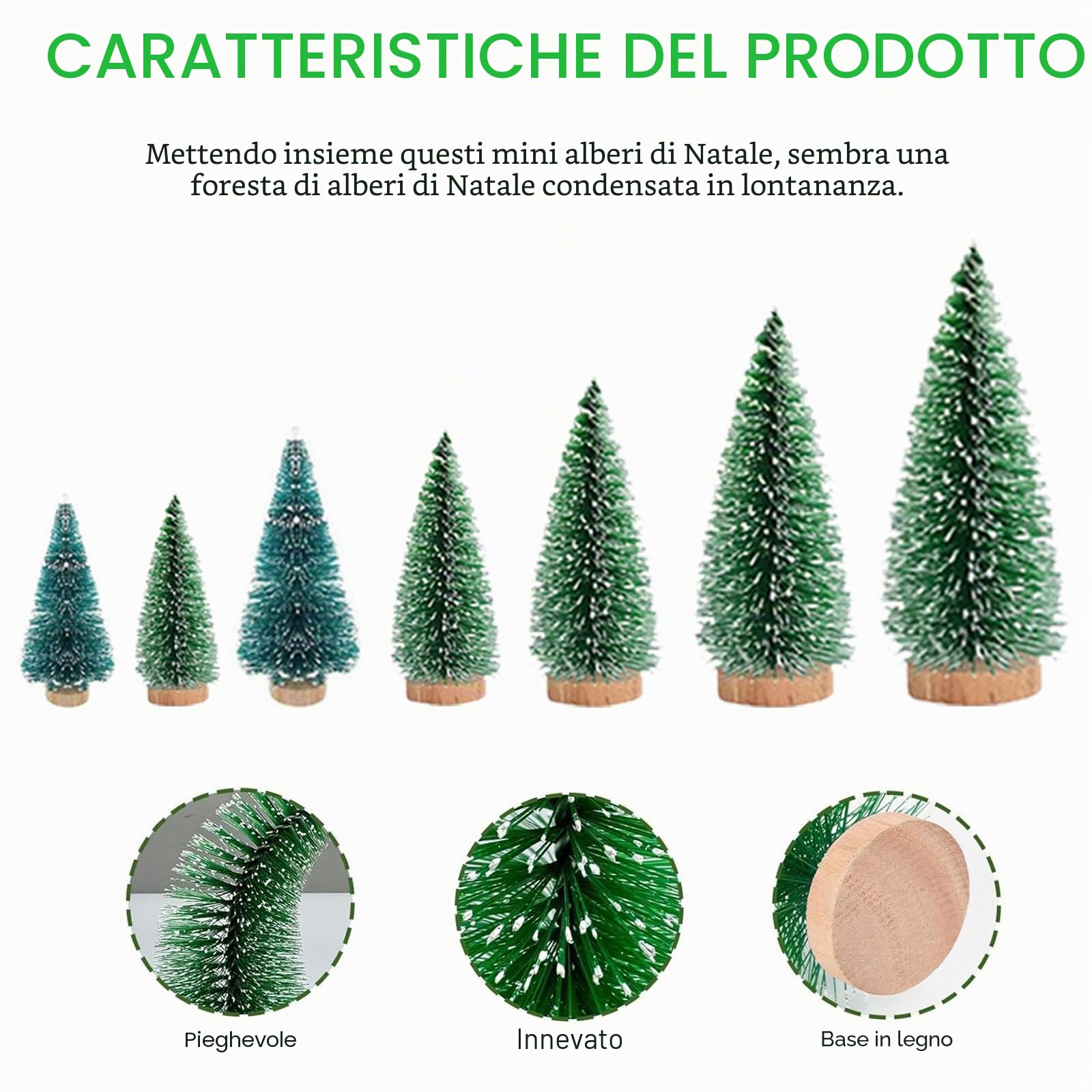 20 Pezzi Mini Albero di Natale 6,5/8,5/10,5/15cm Alberi di Sisal Artificiali Mini Albero di Natale Innevato Alberelli di Natale Piccoli per Decorazione Tavolo, Camera o Vetrina