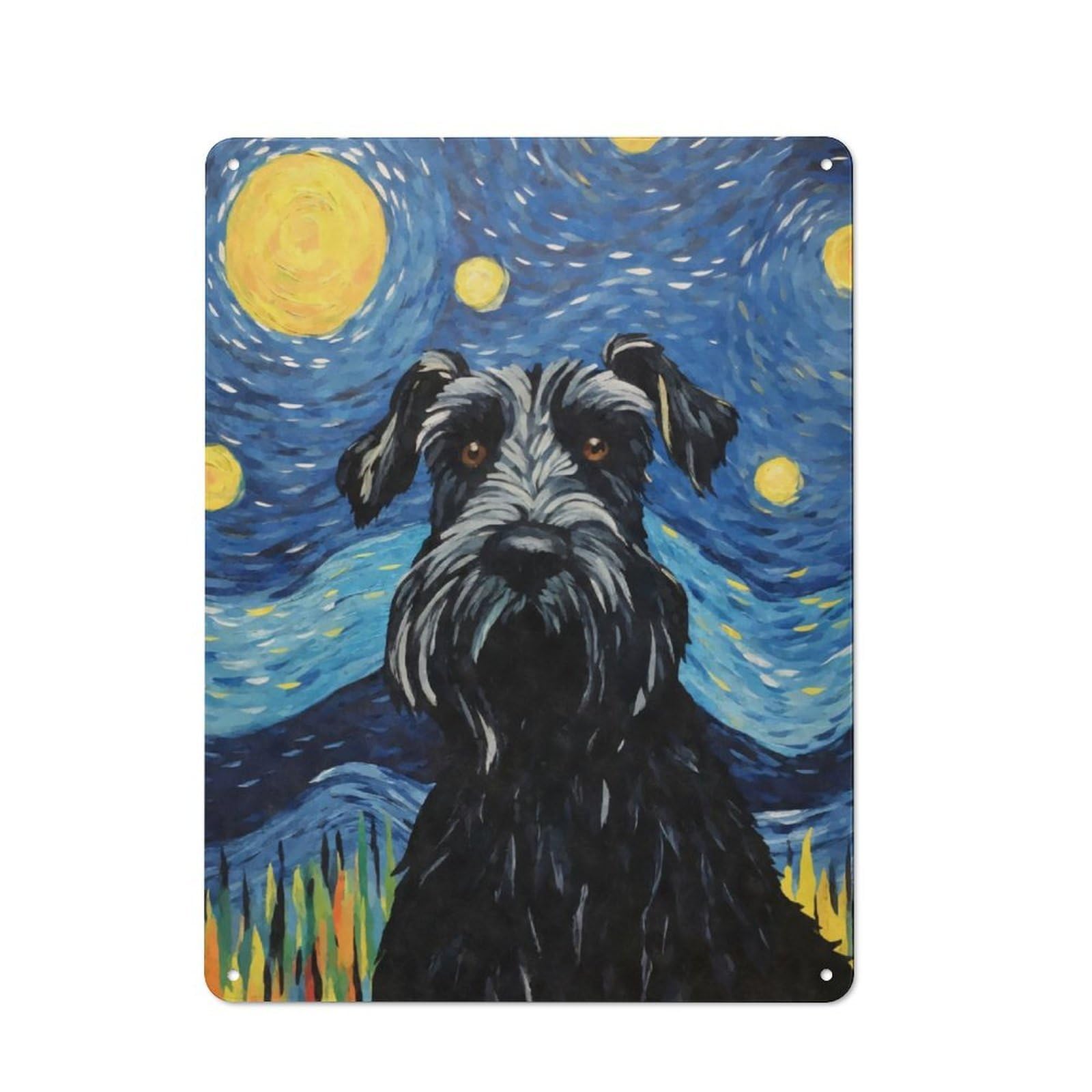 Junmoney Giant Schnauzer Starry Tin Sign 40X30cm With For Home Bar Wall, Rustic Decor, For Kitchen, Dining Room And Home Bar Wall Decor