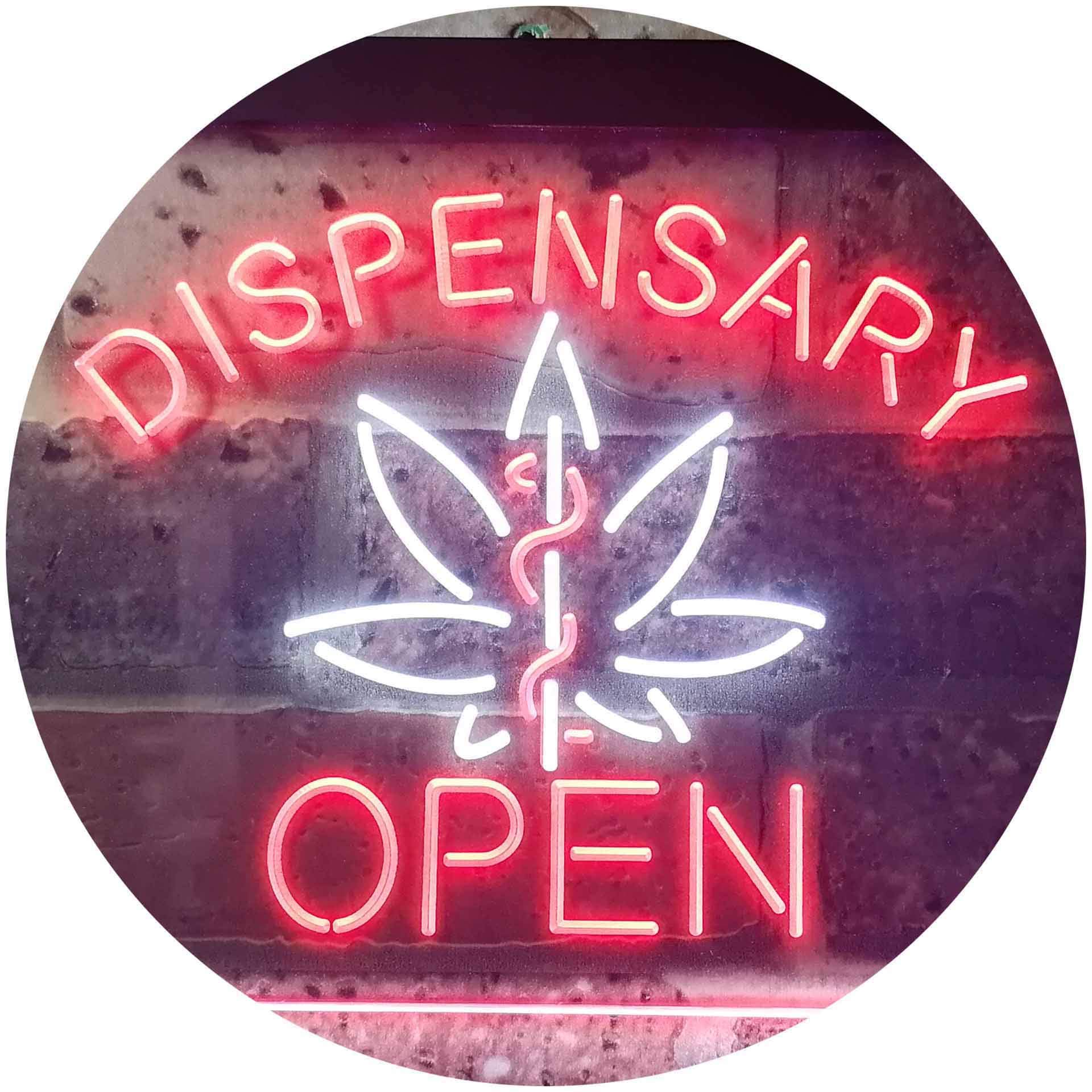 ADVPRO Dispensary Open Shop Dual Color LED Neon Sign White & Red 24