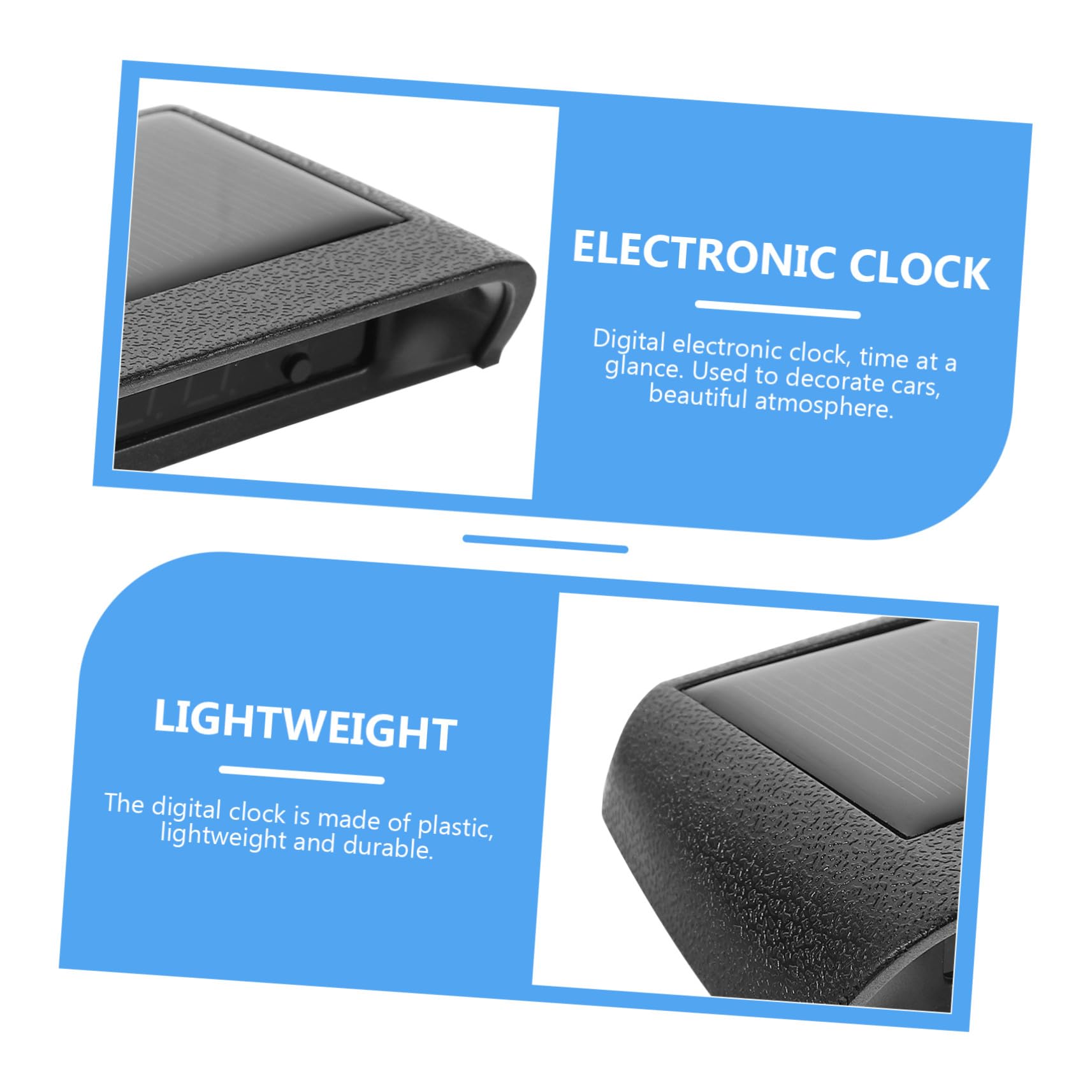 Happyyami Reloj de Vehículo Solar Luminoso con Termómetro Reloj Electrónico de Alta Precisión para Coche sin Necesidad de Taladrar Fácil Instalación y Duradero