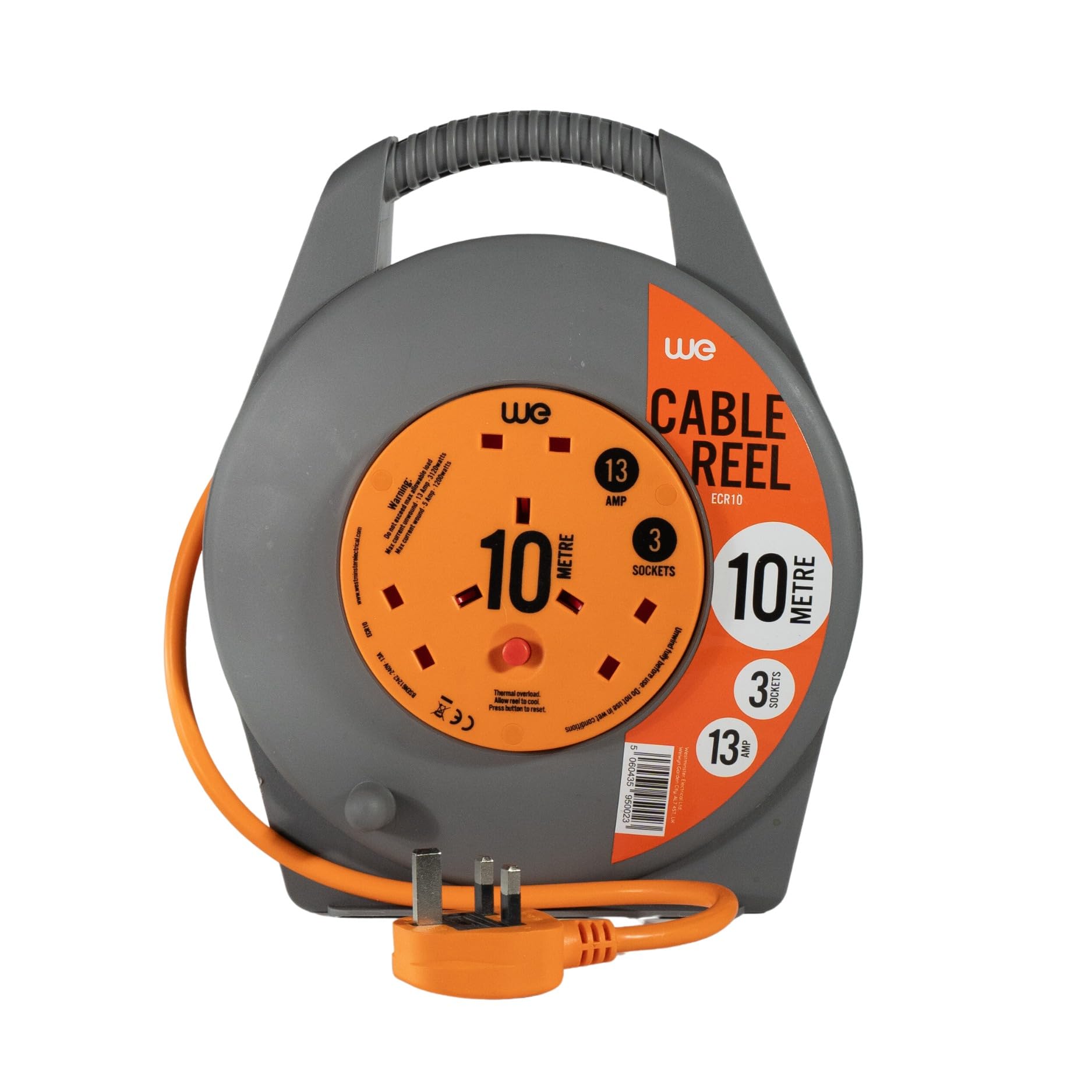 Westminster Electrical 3 Gang Mains Extension Reel, 10M