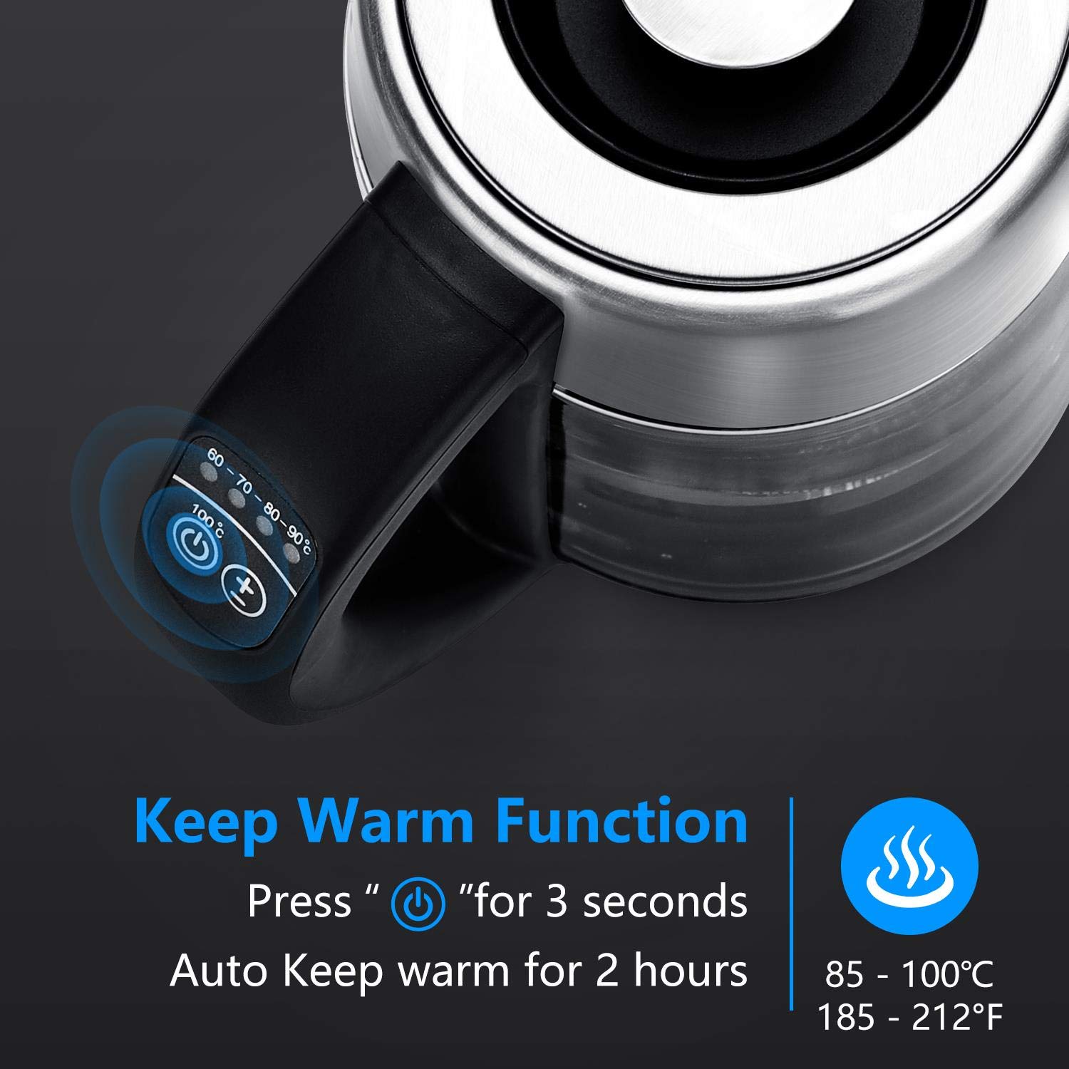 Aigostar Electric Kettle Temperature Control & Tea Infuser 1.7L, Hot