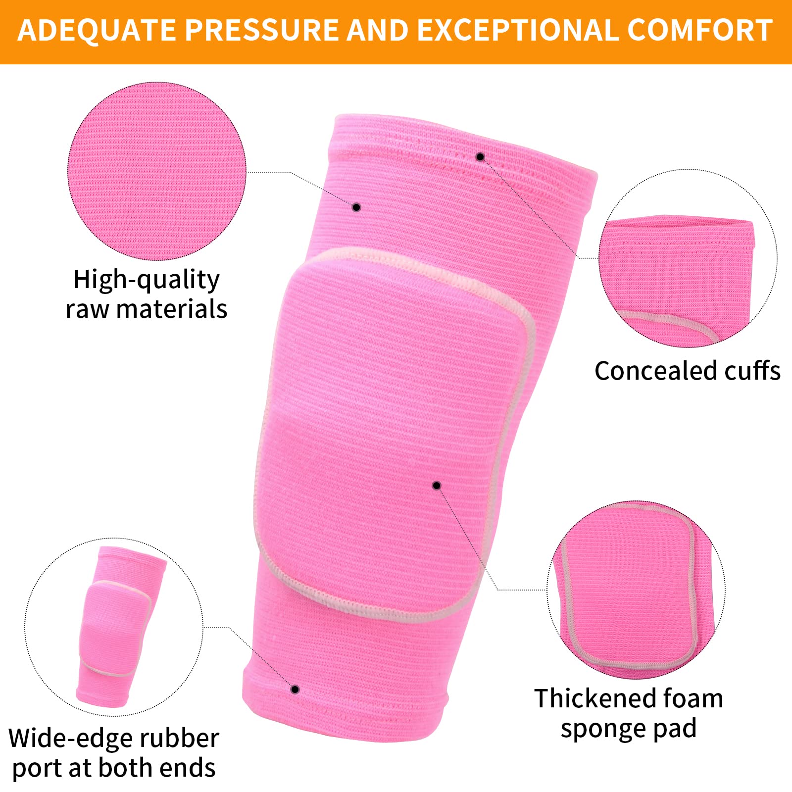 Genouillère Protection, Genouillère Sport Eponge, Protège Genou Anti-collision, Elastique Genouillère, Support Soutien Genou, Genouillère Adult pour Volleyball Danse Snowboard Courir (Rosa)