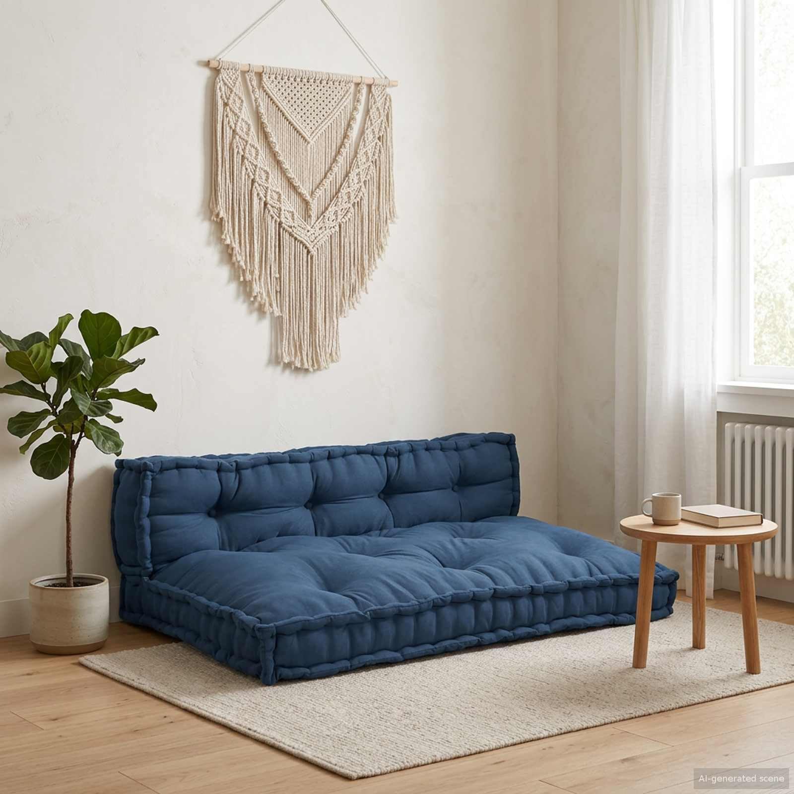 Coussin de canapé en palette indigo haut de gamme en tissu rembourré épais