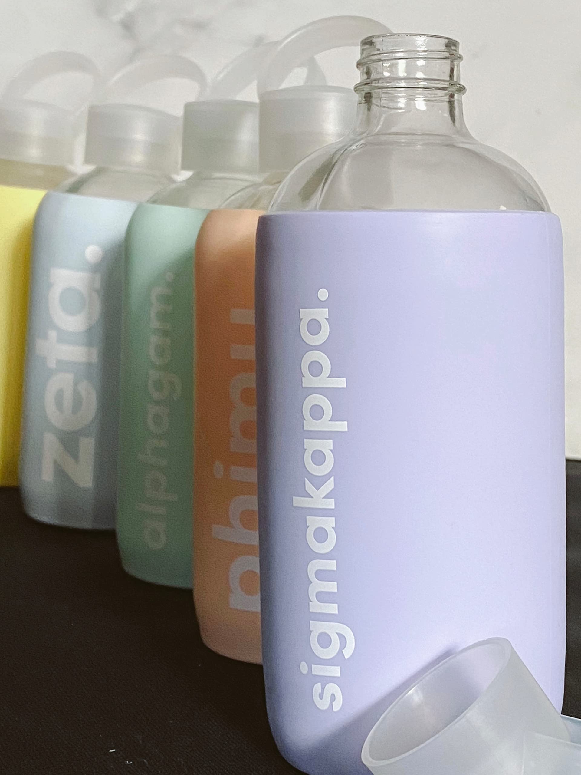 Alpha Sigma Alpha Glas-Wasserflasche Mit Silikonhülle – 473 Ml