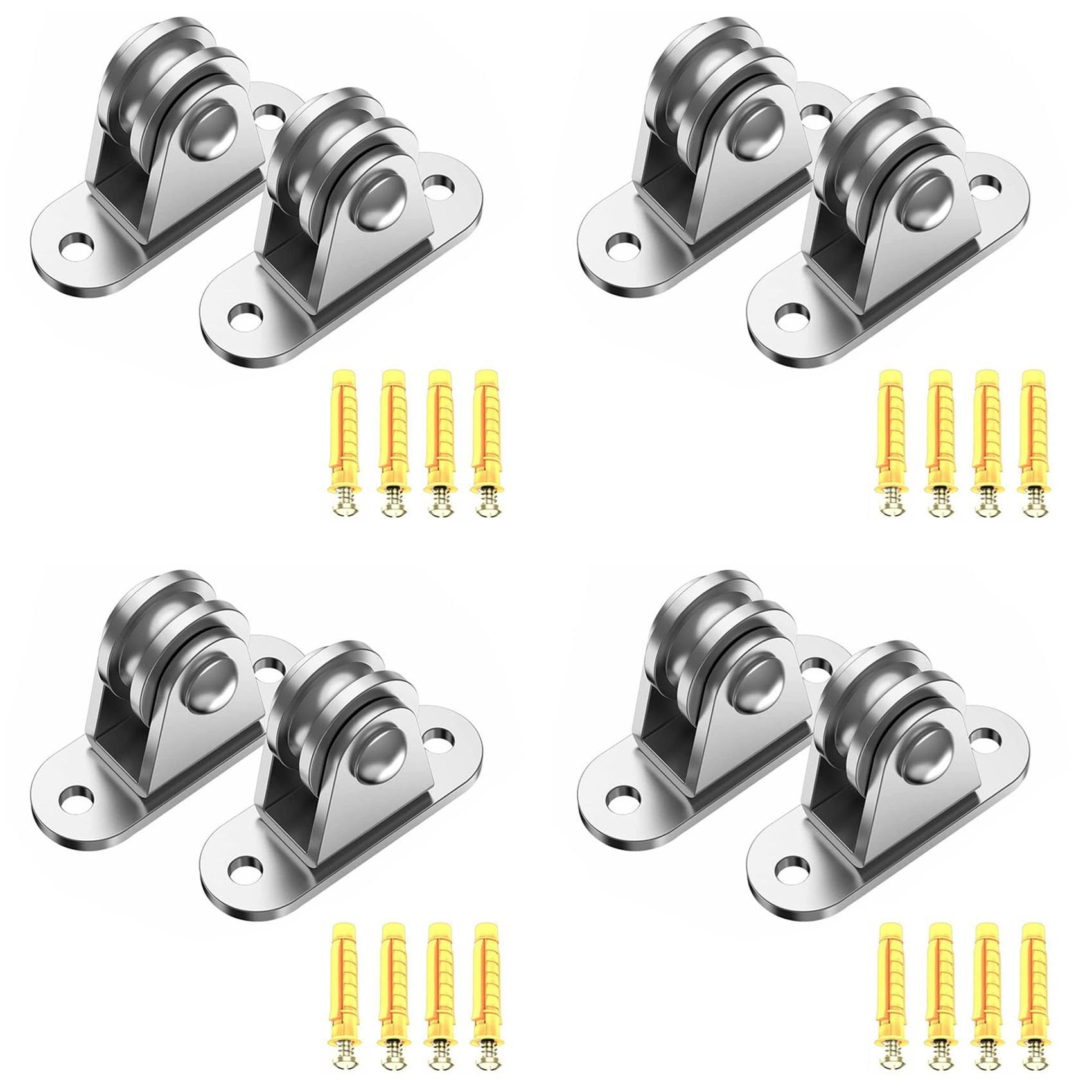 Jnchdghwa Silver Carbon Steel Pulley Block, Small Pulley Block Silent Pulley, Material Handling And Diy Kits Moving, 8Pcs