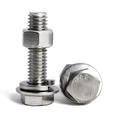 1/4-20 X 2-1/2" Bolts And Nuts Hex Head Bolts Screws, Nuts, Flat Lock Washers Hexagonal Head Bolt Stainless Bolts Machine Fully Thread Bright Assortment Kit 10Sets