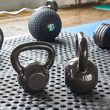 Signature Fitness All-Purpose Solid Cast Iron Kettlebell, 15 Pounds