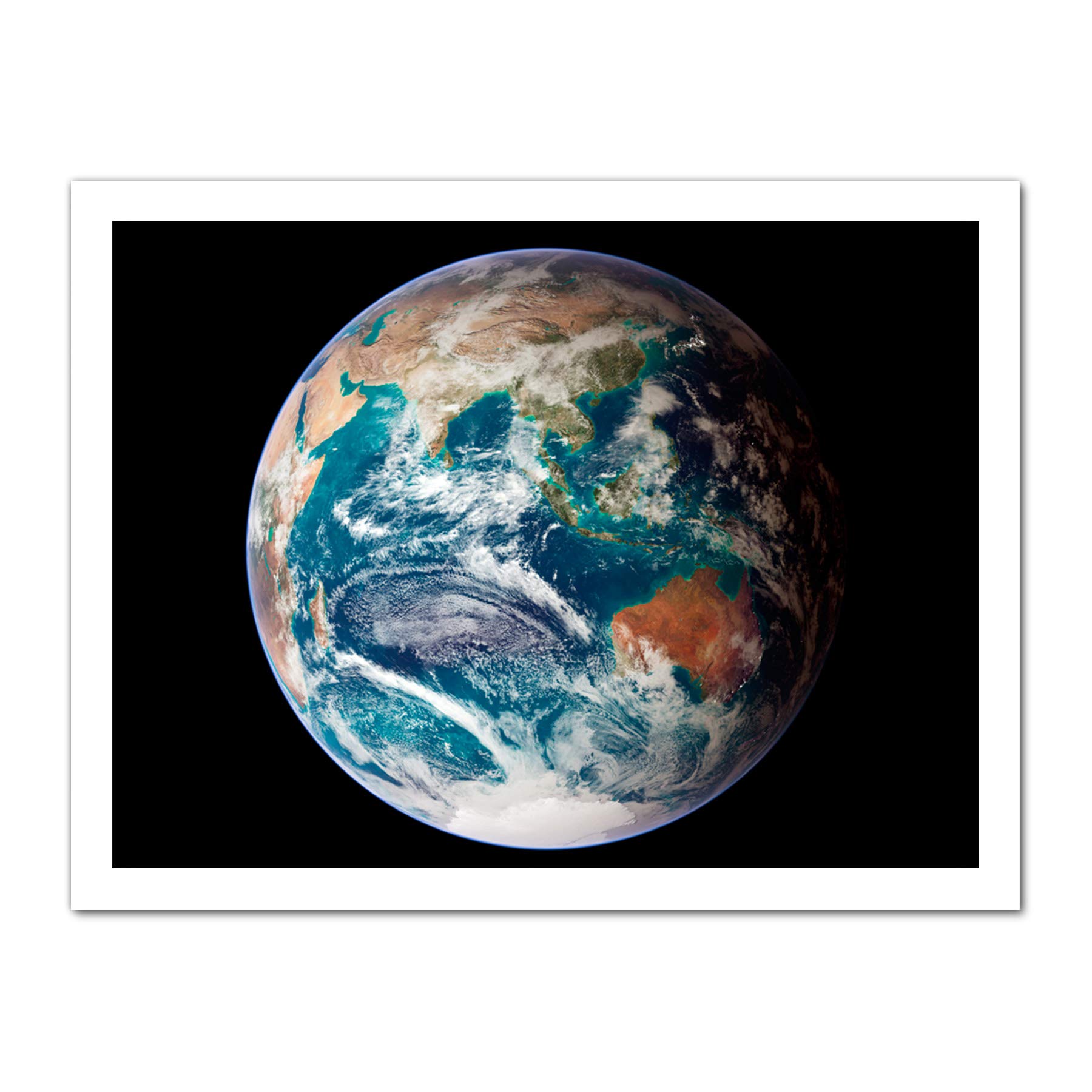 Artery8 Blue Marble Earth Eastern Hemisphere Photograph Artwork Framed Wall Art Print 18X24 Inch