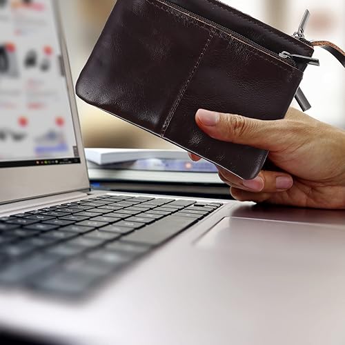 Miniatura 7 de OSALADI Cartera de mano para hombre, monedero, tarjetero, diseño de cremallera, cartera corta, Coffee, 12.5X9.5X0.6CM, A la moda