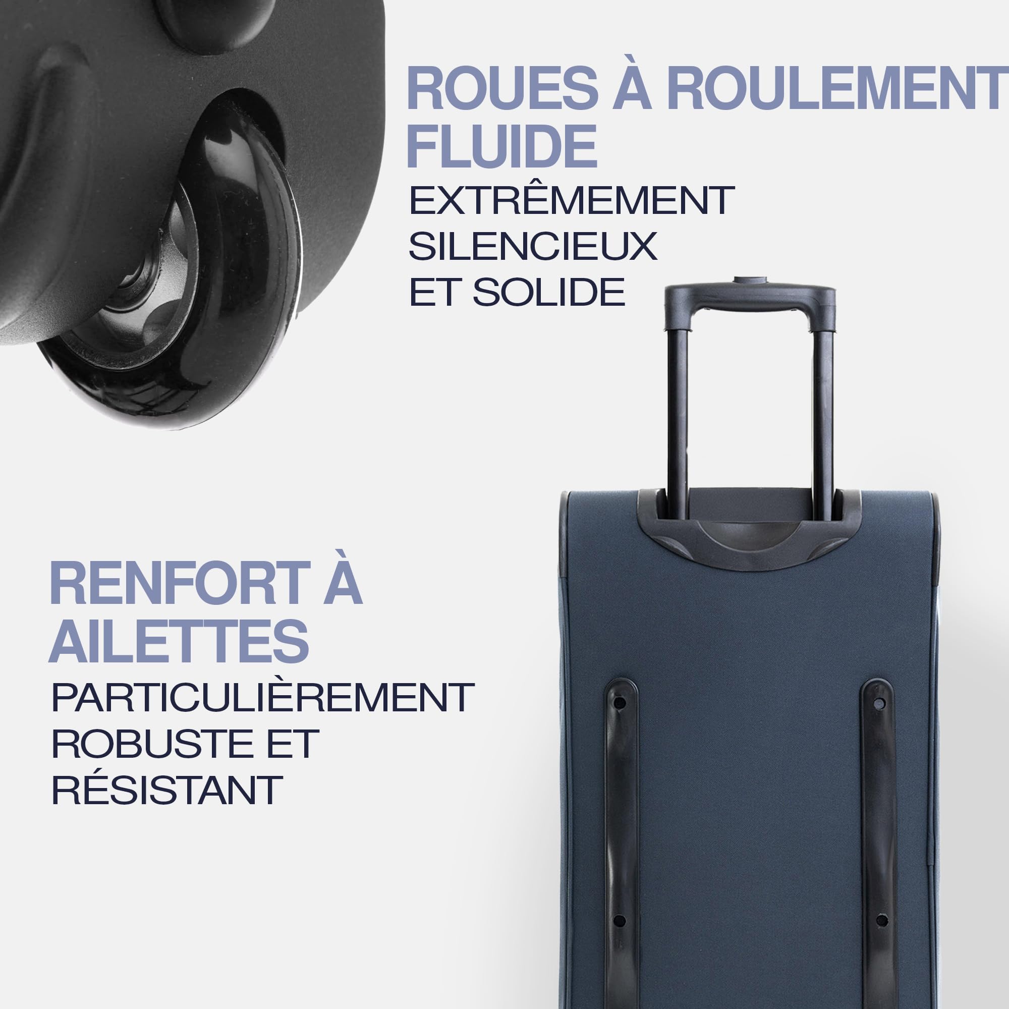 FERGÉ Sac de Voyage à roulettes Paris | Compartiment séparé pour Chaussures Bagage Souple Trolley Sac de Voyage 90 litres, Marine
