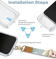 Vista 7 de Cordón cruzado para teléfono con correa para muñeca ajustable para mujer, diseño de arte abstracto bohemio, con 2 pestañas de sujeción, accesorios