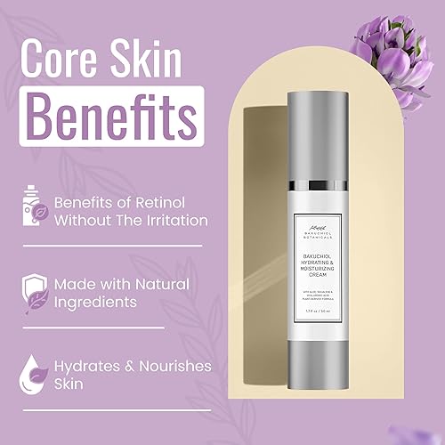 Miniatura 4 de Bakuchiol - Crema hidratante de 1.7 onzas, alternativa al retinol, ingredientes derivados de plantas naturales, bakuchiol y escualano, aloe, ácido