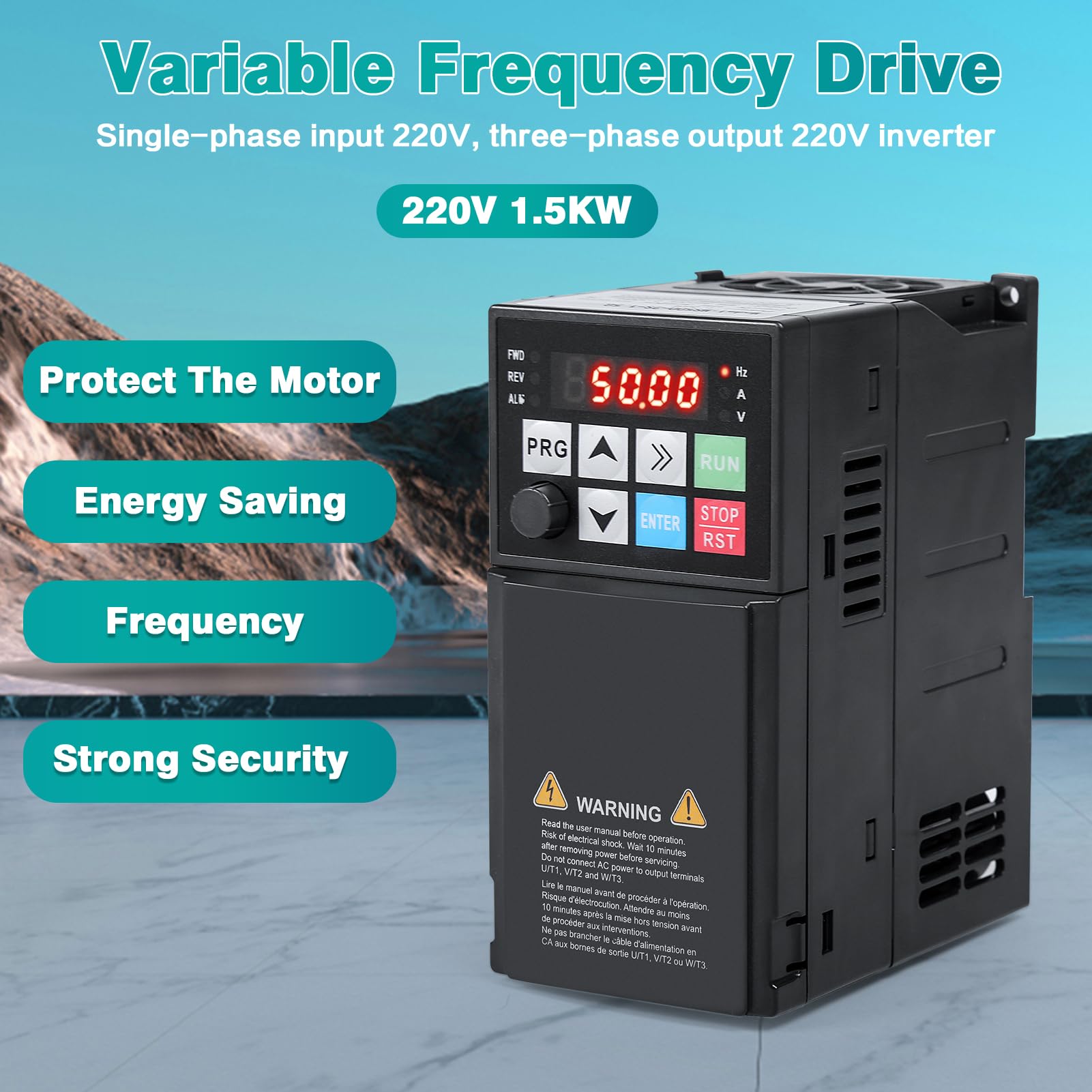 VFD Frequenzumrichter mit variabler Frequenz, 220 V, 1,5 kW, einphasiger auf dreiphasiger VFD-Wechselrichter, Frequenzumwandler für Spindelmotor-Drehzahlregelung