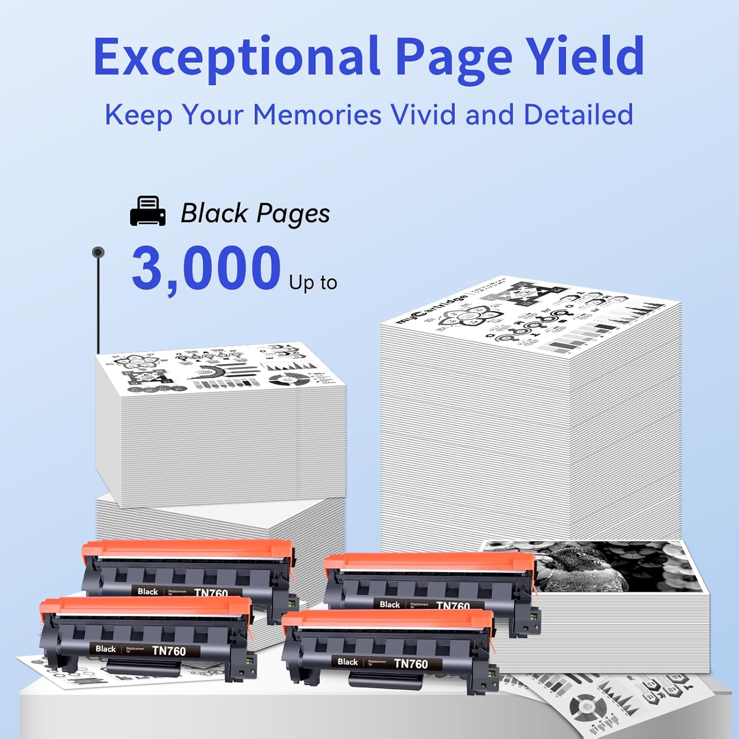 myCartridge TN760 TN-760 Toner 4 Pack Replacement for Brother TN760 TN730 TN-760 TN-730 Compatible with tn760 Toner for Brother Printer MFC-L2710DW MFC-L2750DW DCP-L2550DW HL-L2370DW Printer - Image 3