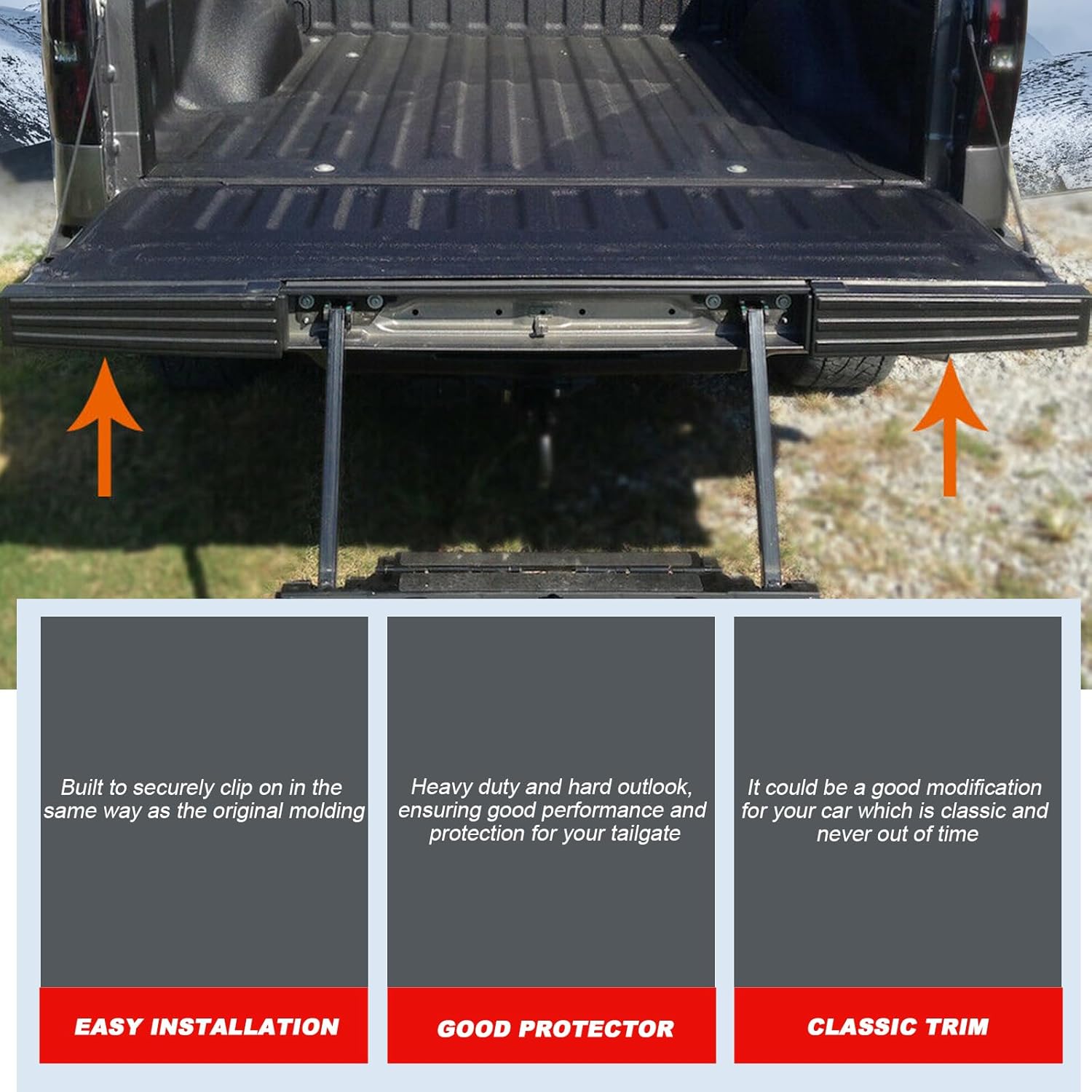 cciyu Tailgate Cap Molding FO1904123 Compatible with 2009-2014 for Ford for F-150 with Flex Step Top Rear Tailgate Moulding Trim,Matte Black