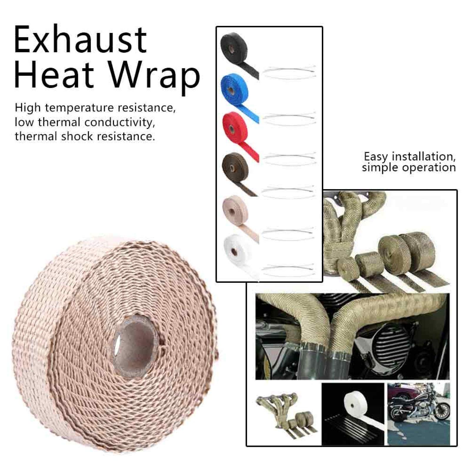 Kit Nastro Termico Per Scarico In Titanio - 5 Cm X 15 M, Con 16 Fascette In Acciaio Inox 304, Protezione Calore Per Moto E Auto, Riduzione Temperatura Fino Al 50% - 2