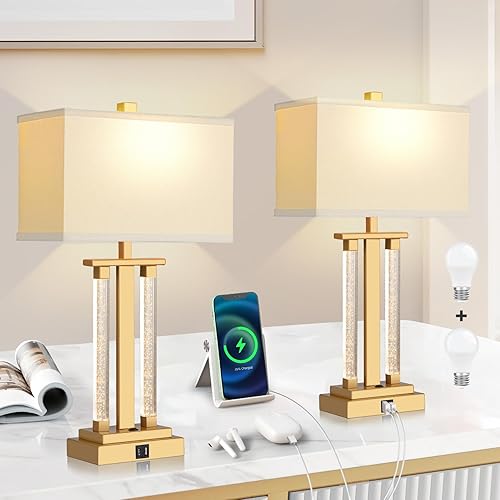 Miniatura 8 de Juego de 2 lámparas de mesa modernas, modos de iluminación de 3 vías, lámparas de mesita de noche para dormitorio, lámparas de mesa de noche con