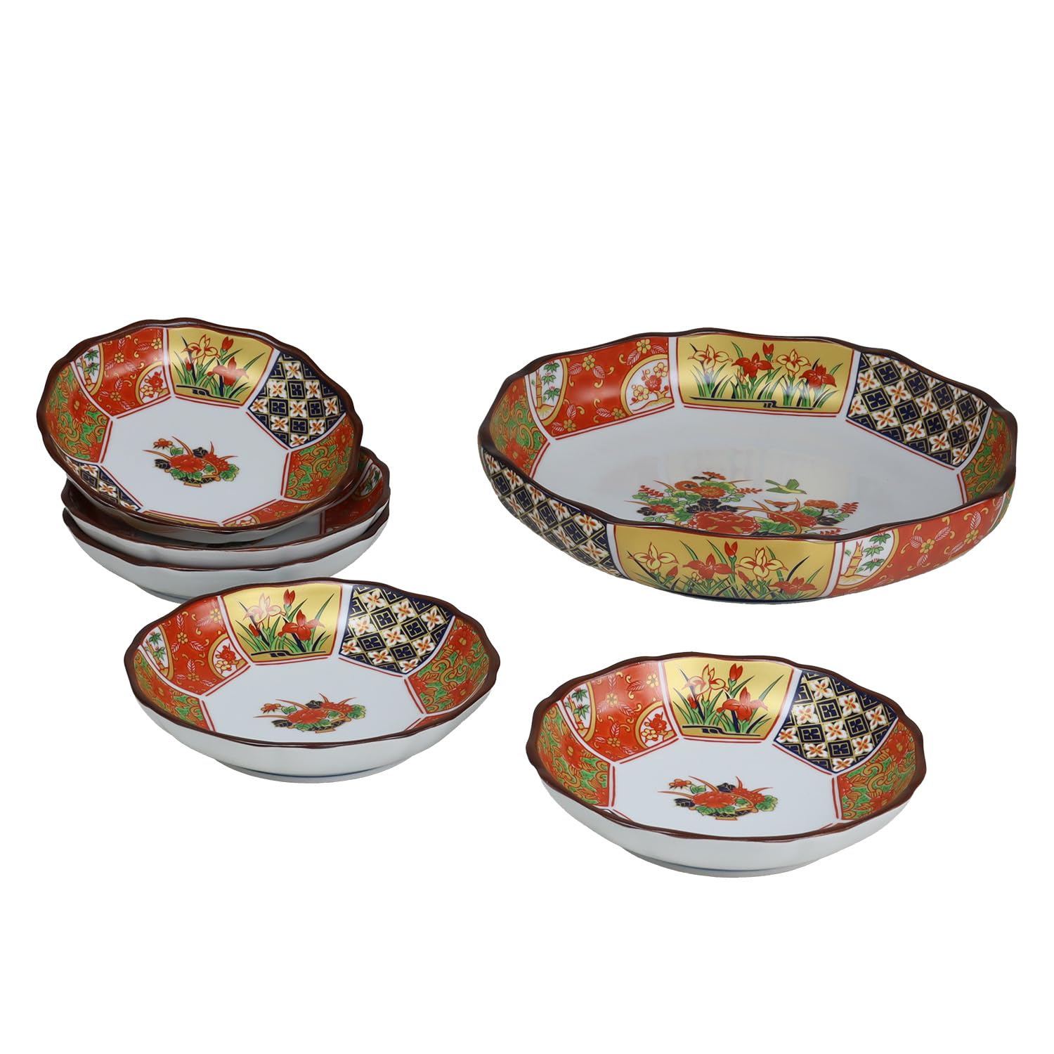 Yukui Romance Kuruimari Style Gold Color 8-inch Serving Plate 1 Piece Set and 5 Piece Set of Kuruimari Style, Gorgeous, Kurimari Romance, Arita Ware, Made in Japan, Gift
