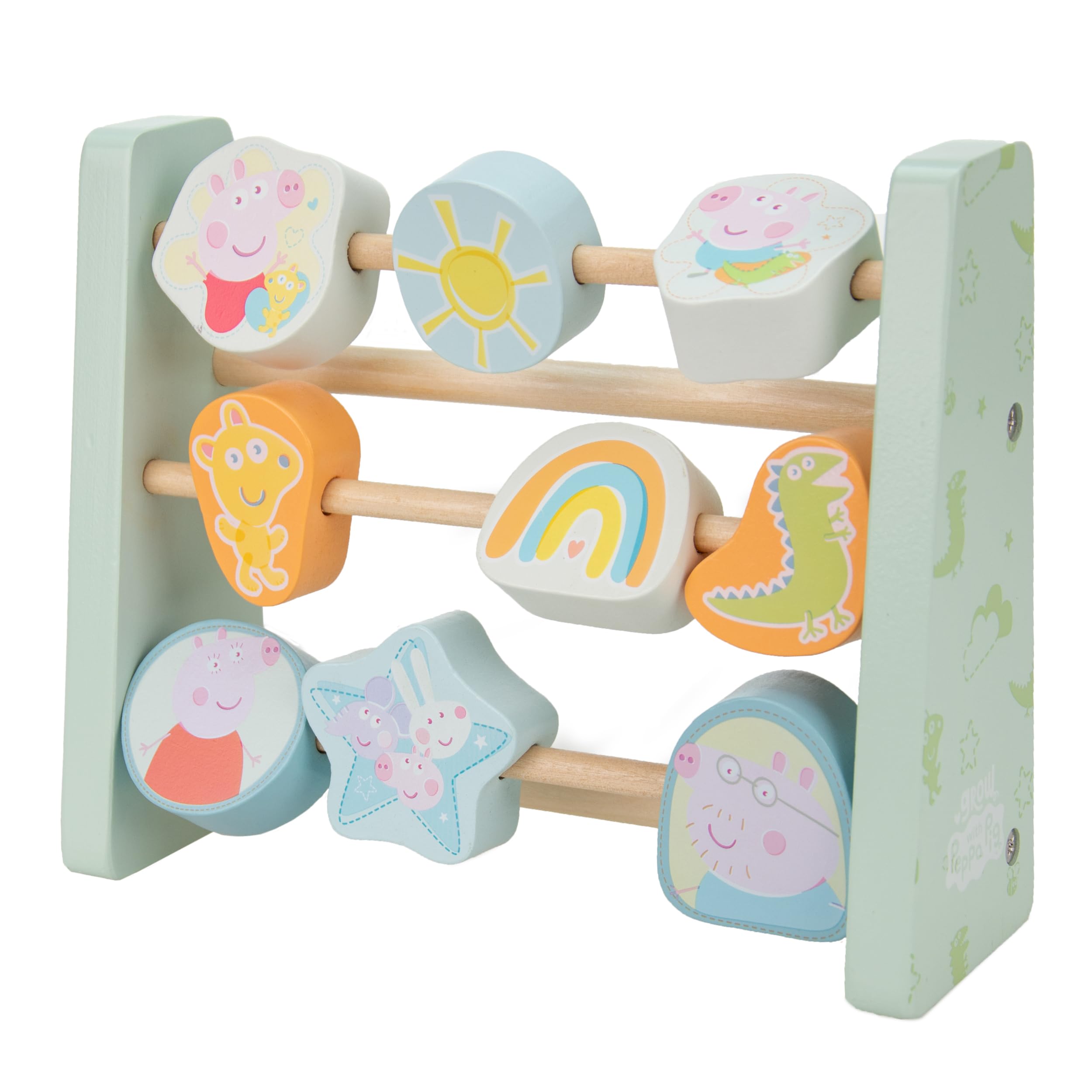 Peppa Pig Grow with Peppa Wooden Mini Abacus Toddler Learning Toy for Early Counting Colour Recognition, Fine Motor Skill Development for Babies and Toddlers 12+ Months