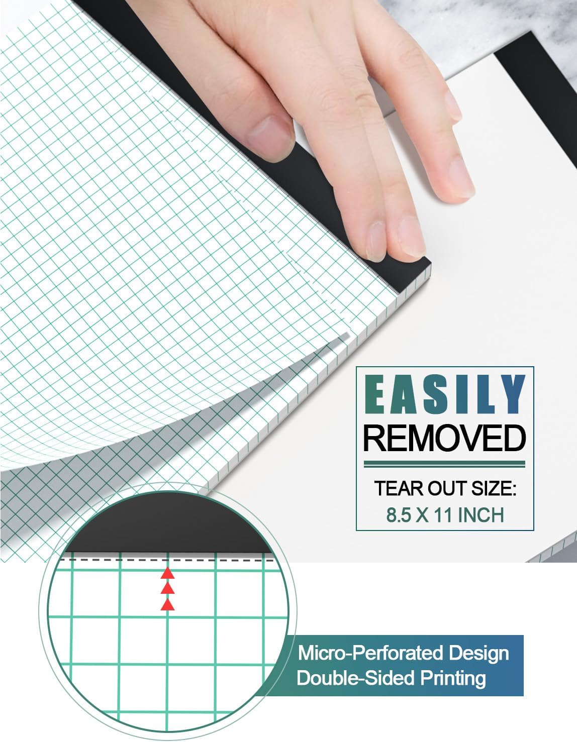 Graph Paper Pads 8.5 x 11, 4x4 Graph Ruled, 2 Pack 1/4 Graph Paper Pads image 3